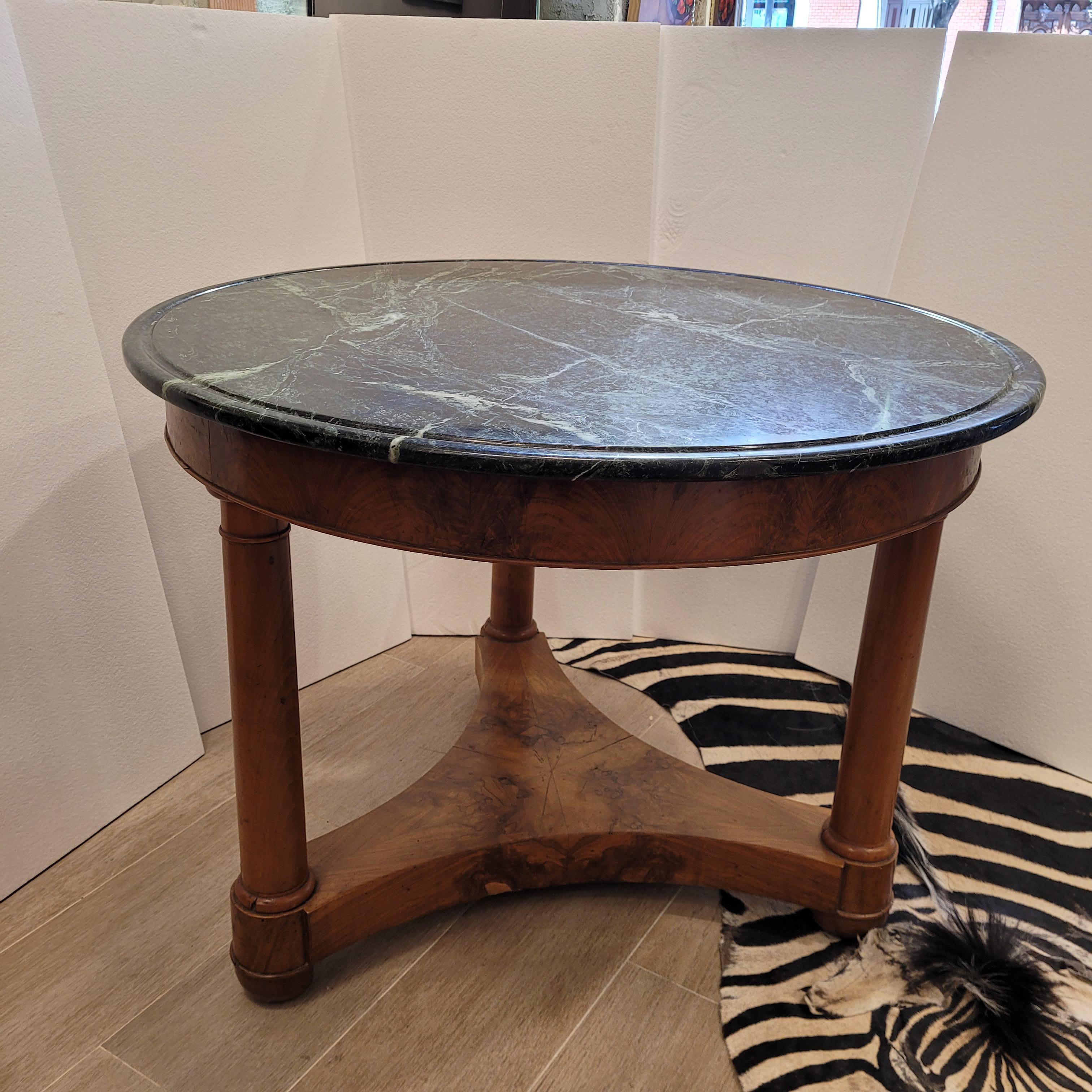 French  Center Table Gueridón  Empire  wood, black marble 16