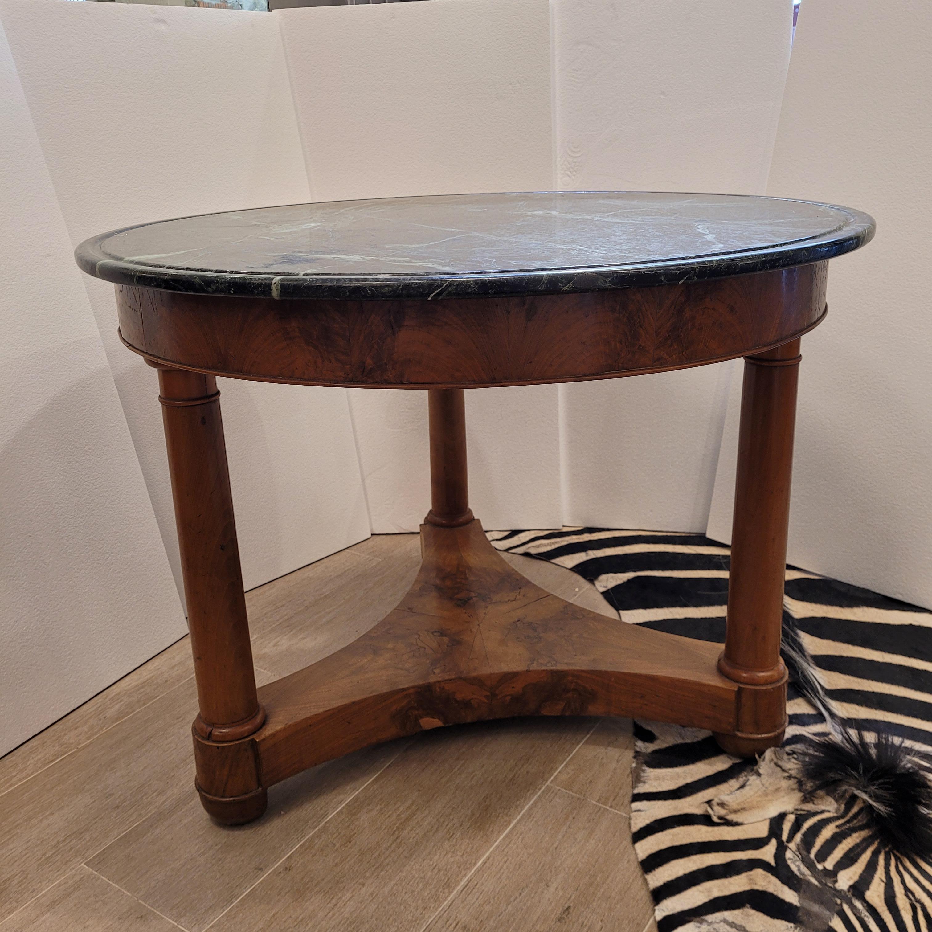 French  Center Table Gueridón  Empire  wood, black marble 17
