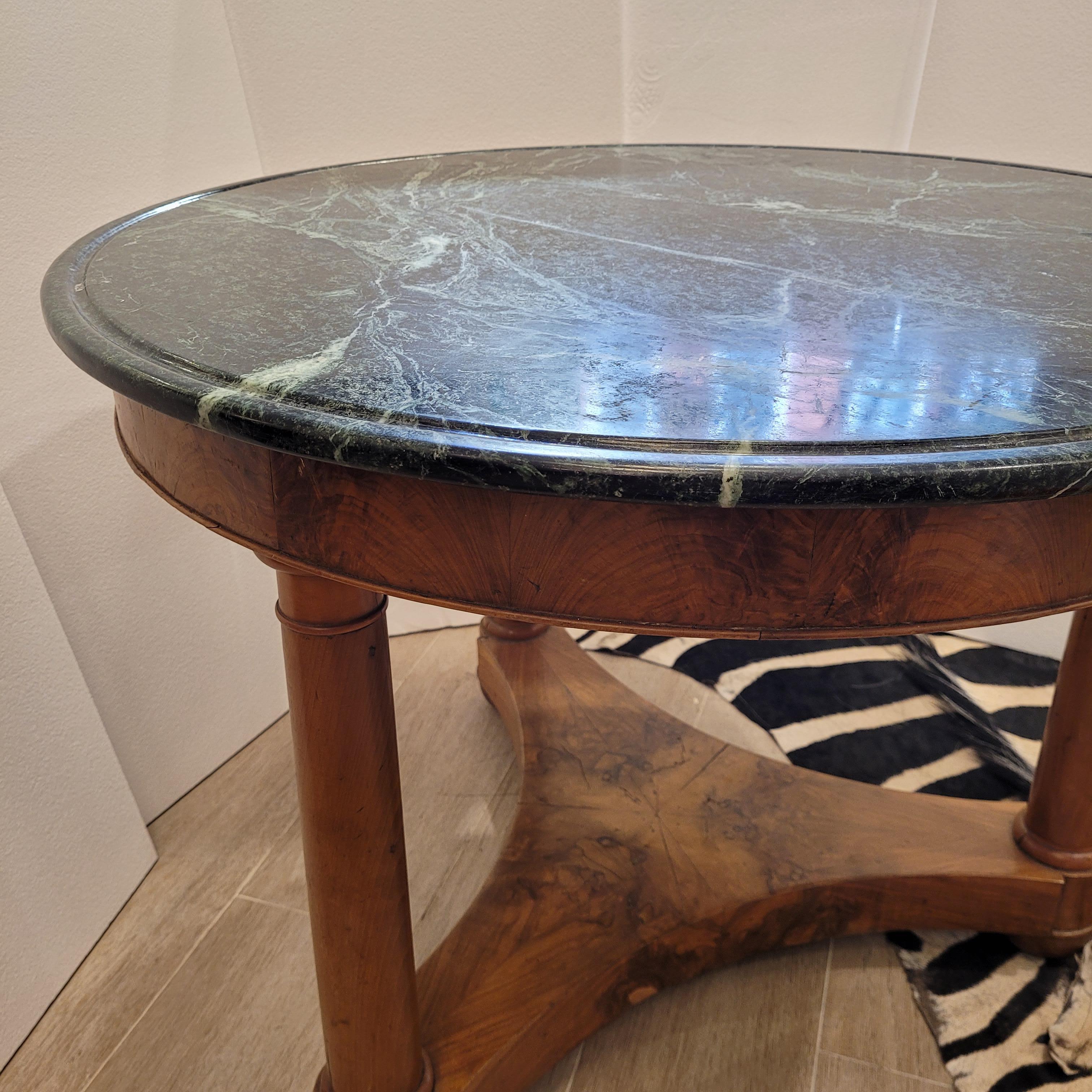 French  Center Table Gueridón  Empire  wood, black marble 1