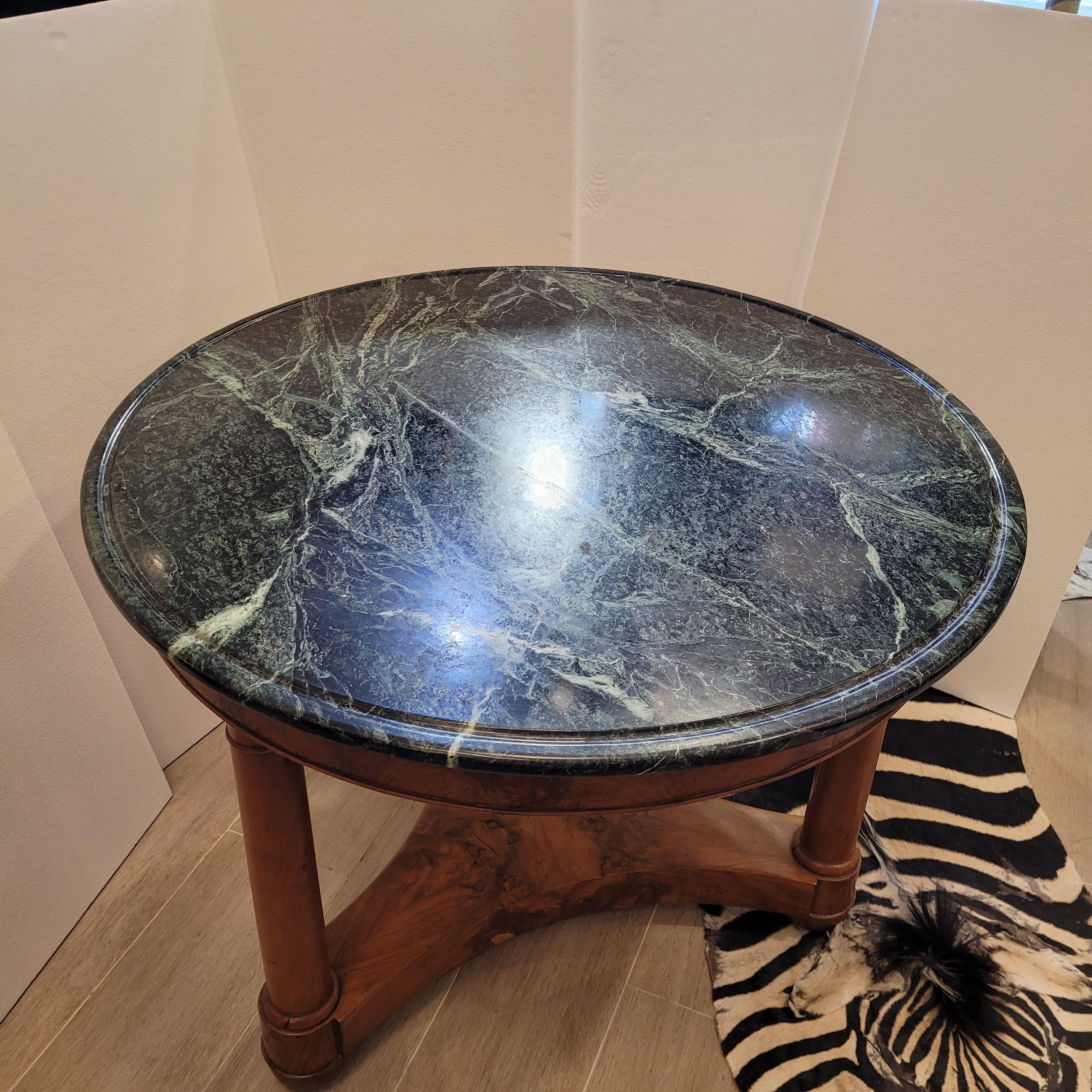 French  Center Table Gueridón  Empire  wood, black marble 2