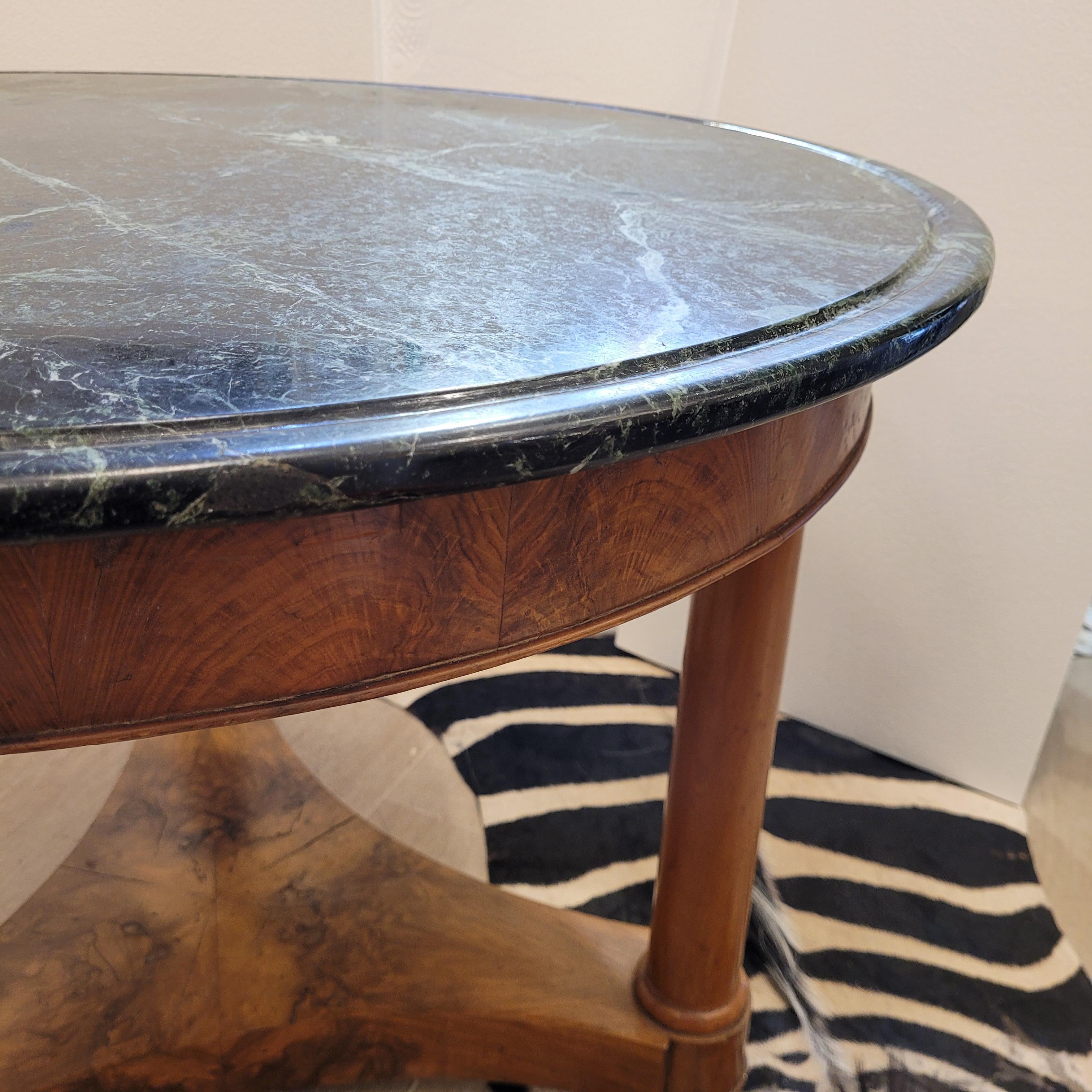French  Center Table Gueridón  Empire  wood, black marble 3
