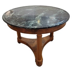 French  Center Table Gueridón  Empire  wood, black marble