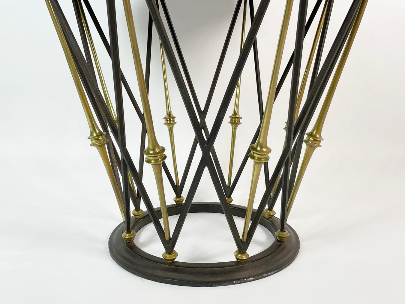 French Center Table in Brass & Wrought Iron with Ocatagonal Slate Top For Sale 3