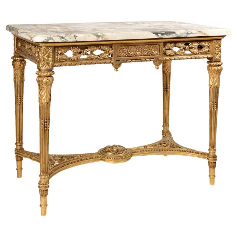 Centres de table français en bois doré de style Louis XVI