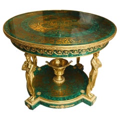 Centre de table français en malachite Napoléon III Revival