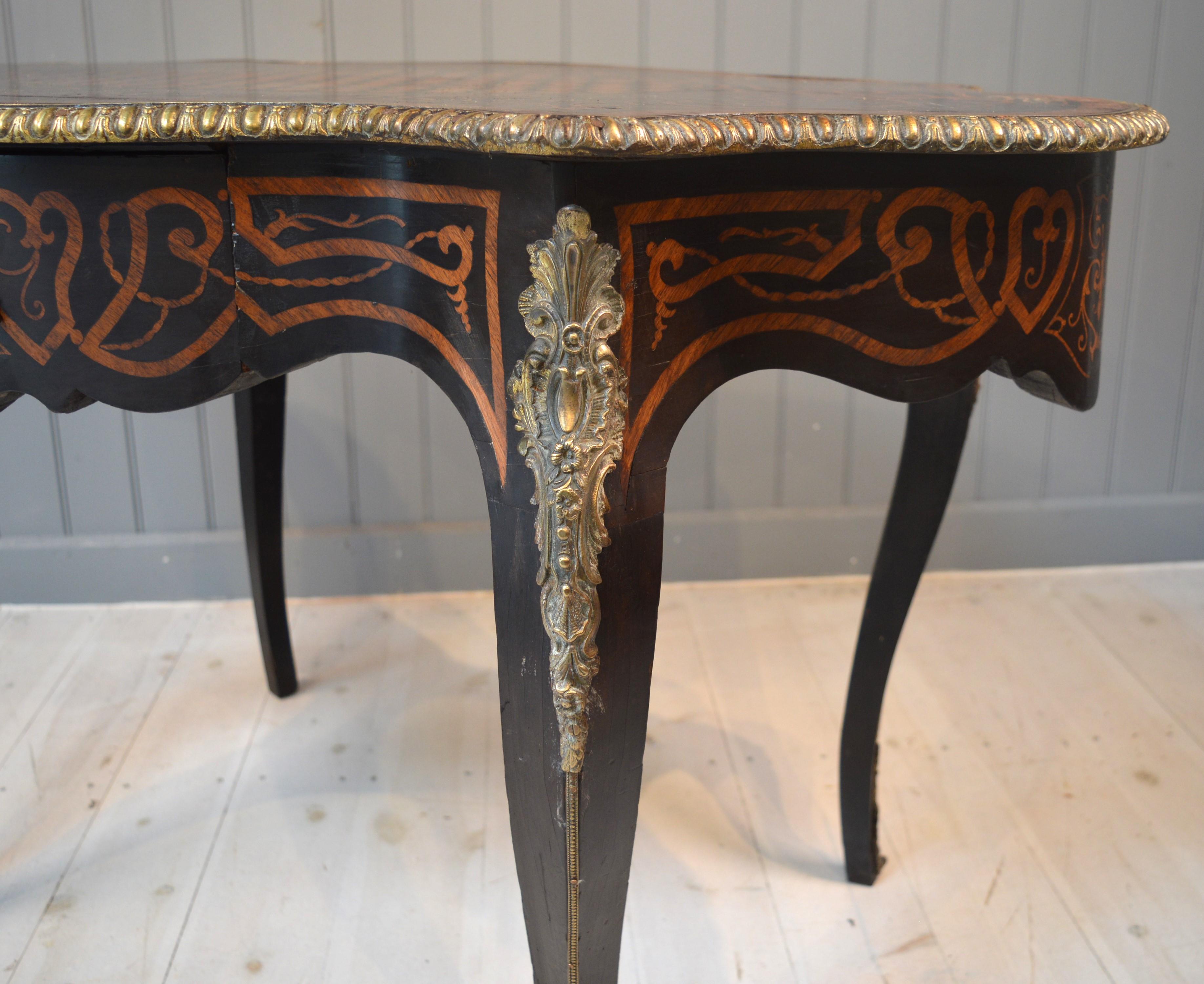 Ebony French centre table or Bureau plat For Sale
