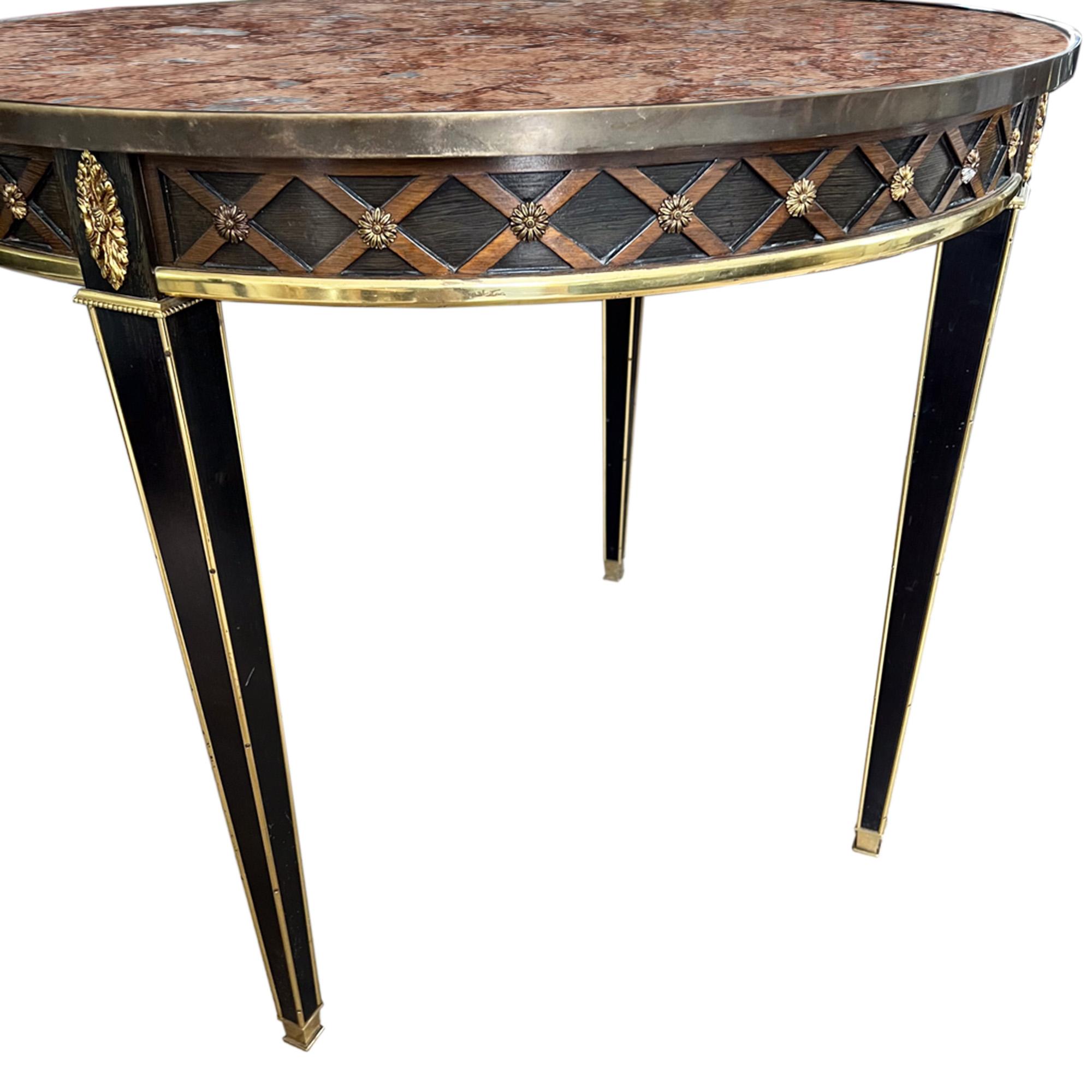 Neoclassical French Centre Table With Marble Top For Sale