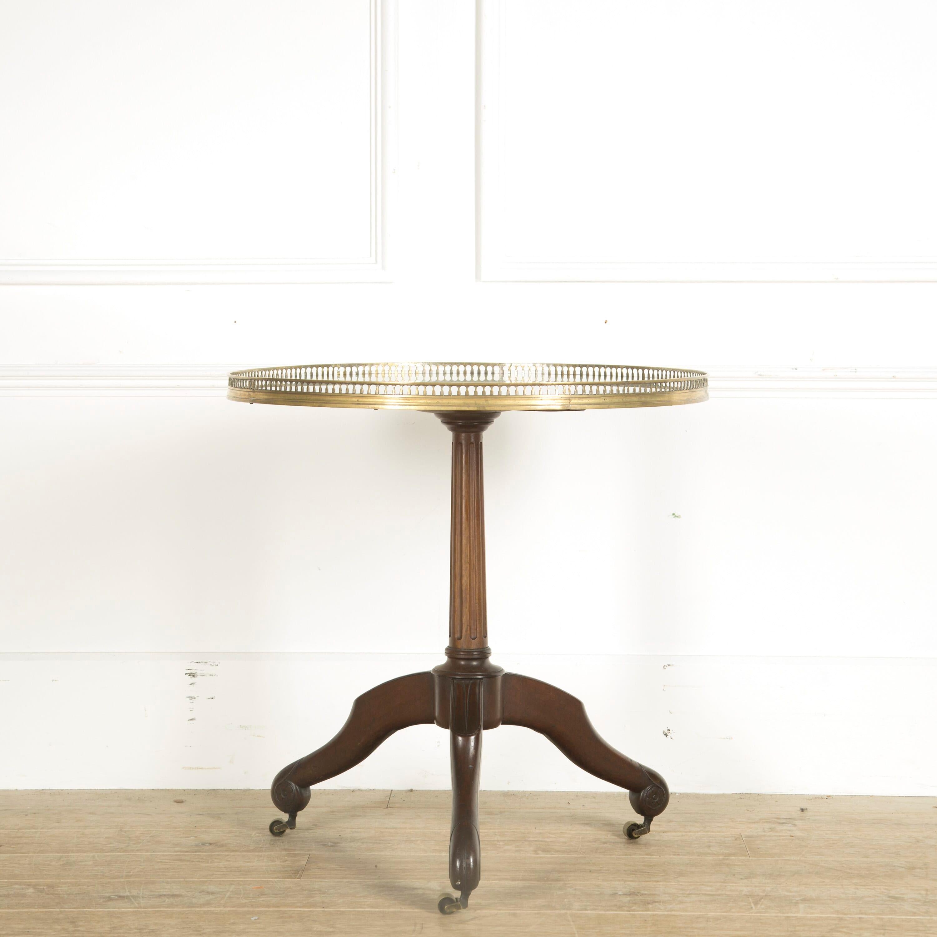 French Centre Table with Mirror Top and Brass Gallery In Good Condition In Gloucestershire, GB