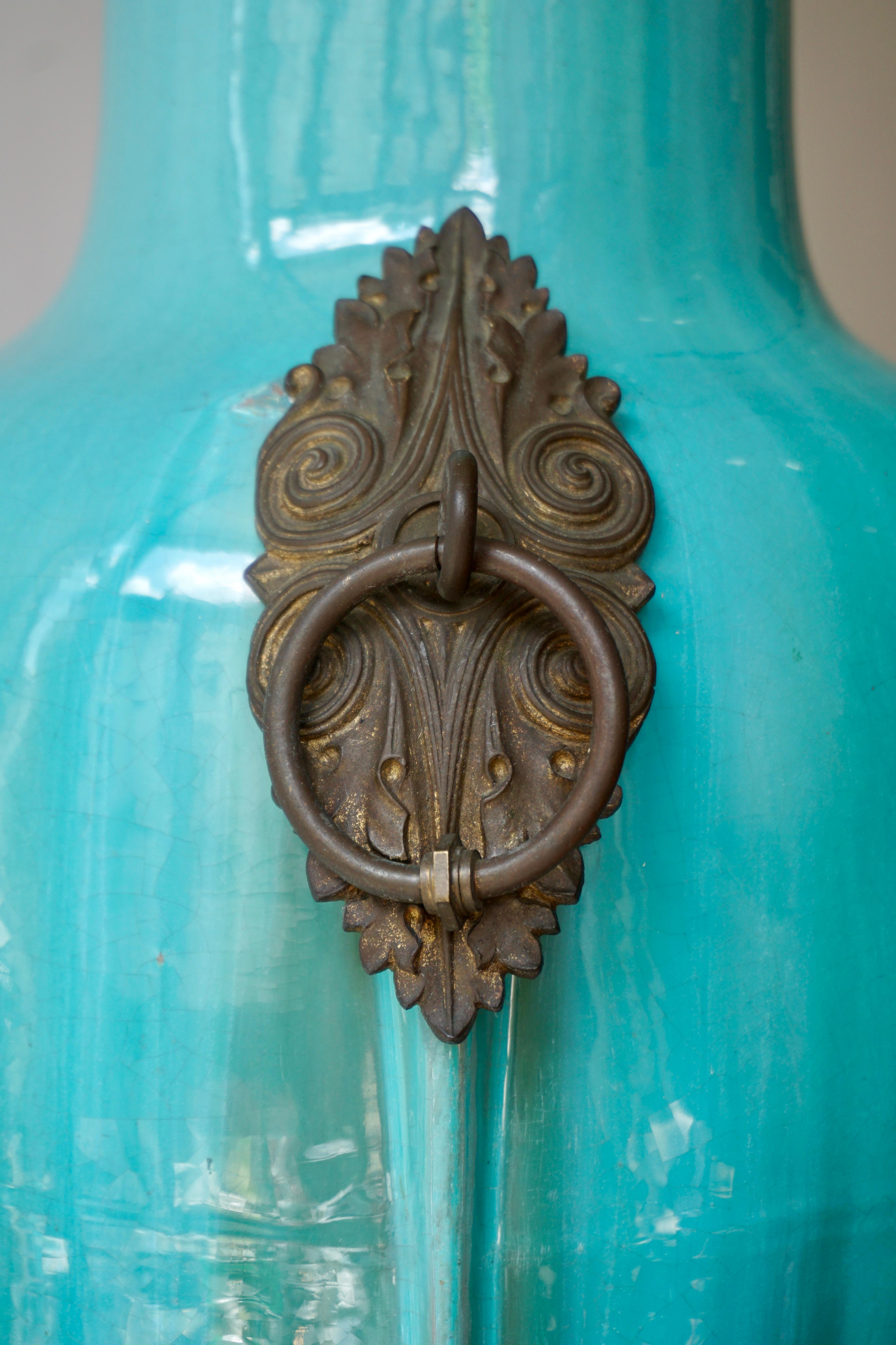 Vase français en céramique et bronze de Clement Massier Bon état à Antwerp, BE