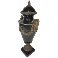 French Ceramic and Ormolu Lidded Urn