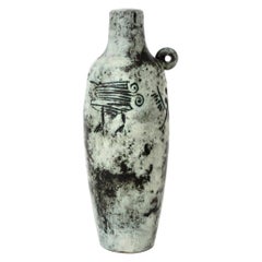 Jacques Blin French Ceramic Artist Ceramic Bottle Vessel Sgraffito Decoration