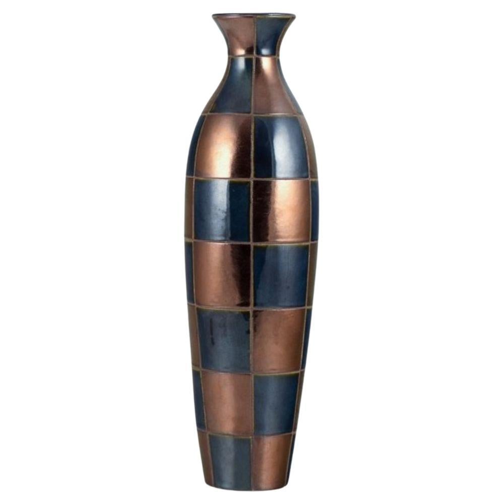 French ceramic artist. Large ceramic vase in a modernist design.  For Sale