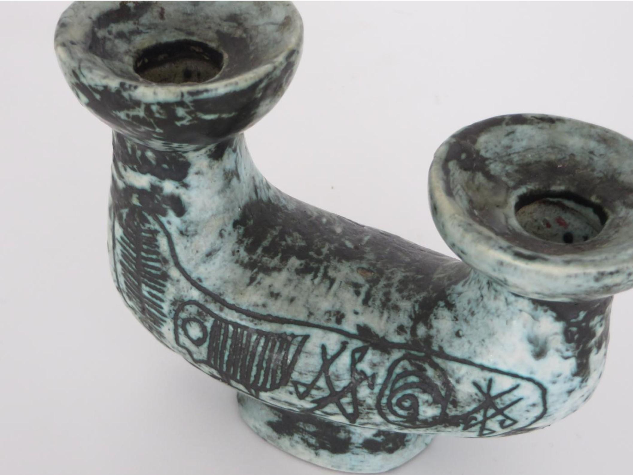 French Ceramic Asymmetrical Candleholder by Jacques Blin 3