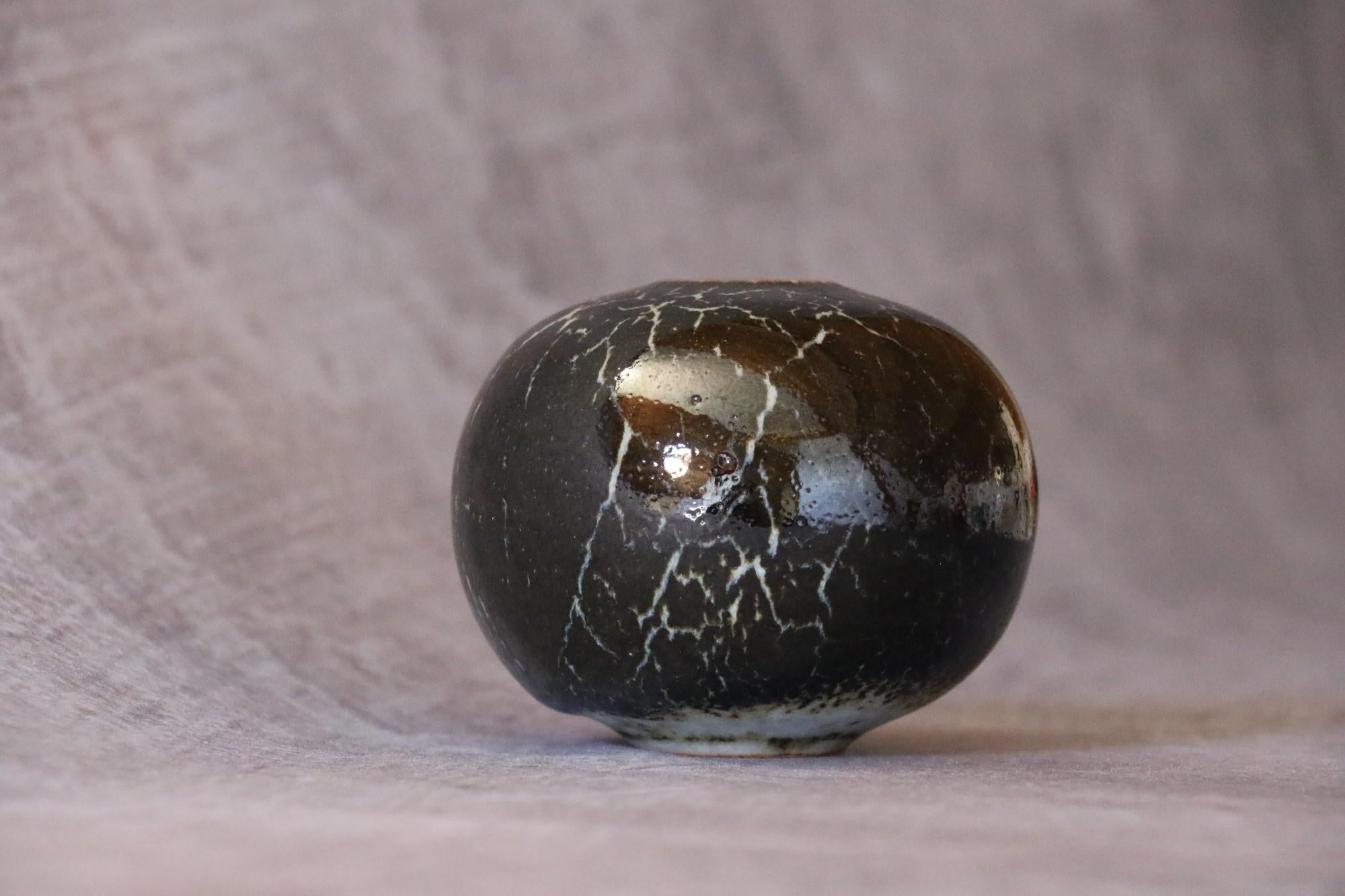Hand-Crafted French Ceramic Black and White Ball Vase by Marc Uzan, circa 2000 For Sale