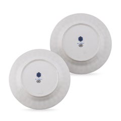 French Ceramic Bleus D'ailleurs Pair Of Dessert Plates By Hermes
