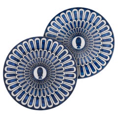 Coppia di piatti da dessert in ceramica francese Bleus D'ailleurs di Hermes