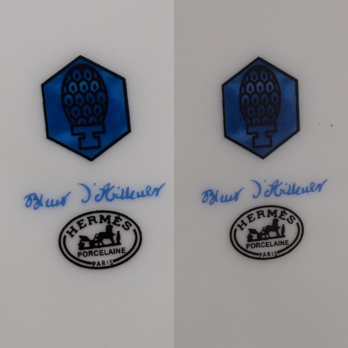 French Ceramic Bleus D'ailleurs Pair Of Dinner Plates By Hermes 13