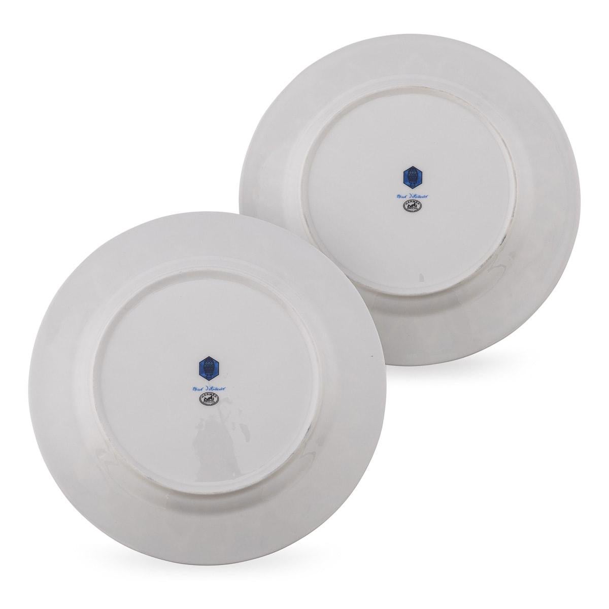 20th Century French Ceramic Bleus D'ailleurs Pair Of Dinner Plates By Hermes