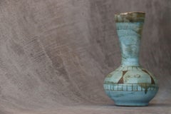 French Ceramic Blue and Black Glazed Vase by Alain Maunier, Vallauris, 1970's