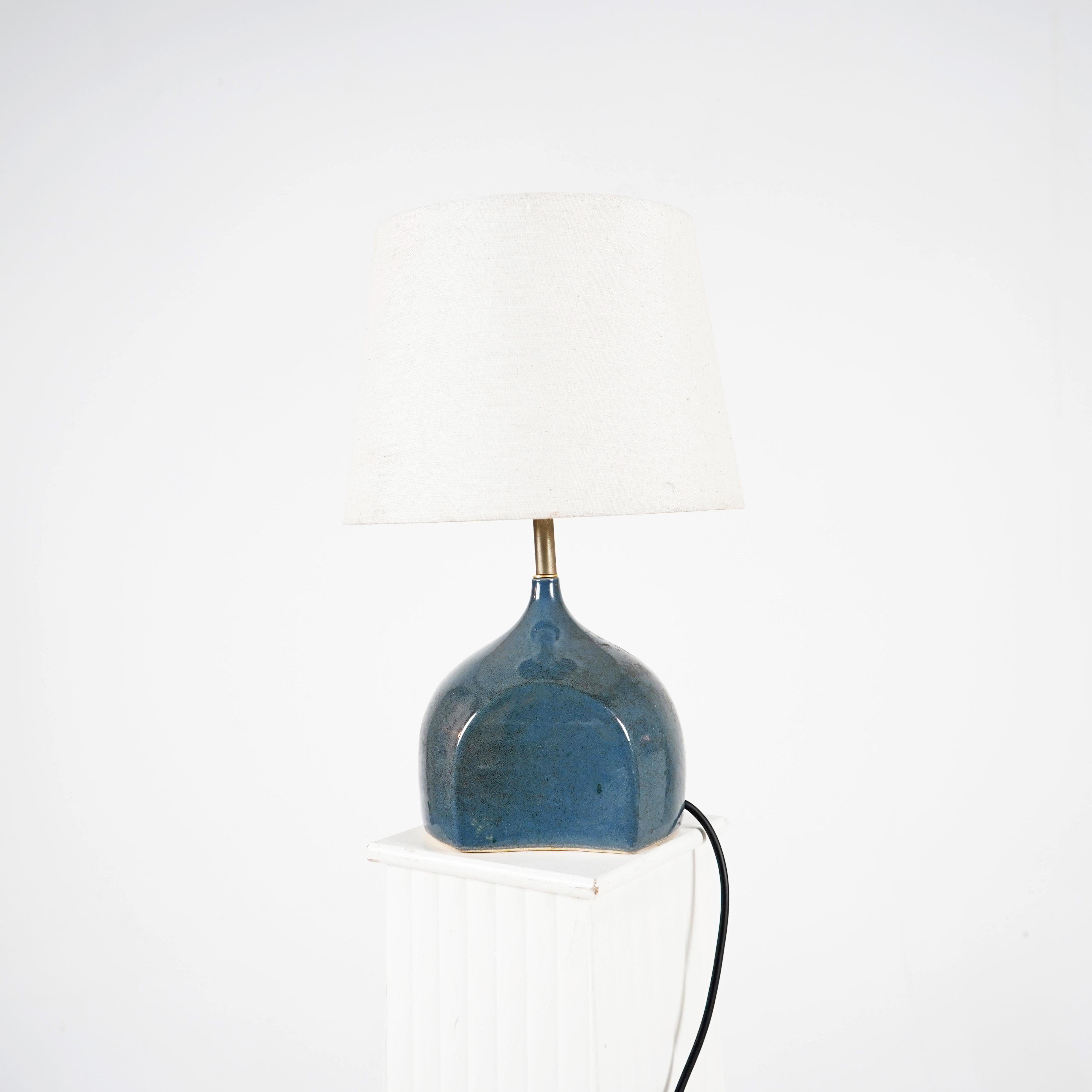 20th Century French Ceramic Blue Lamp