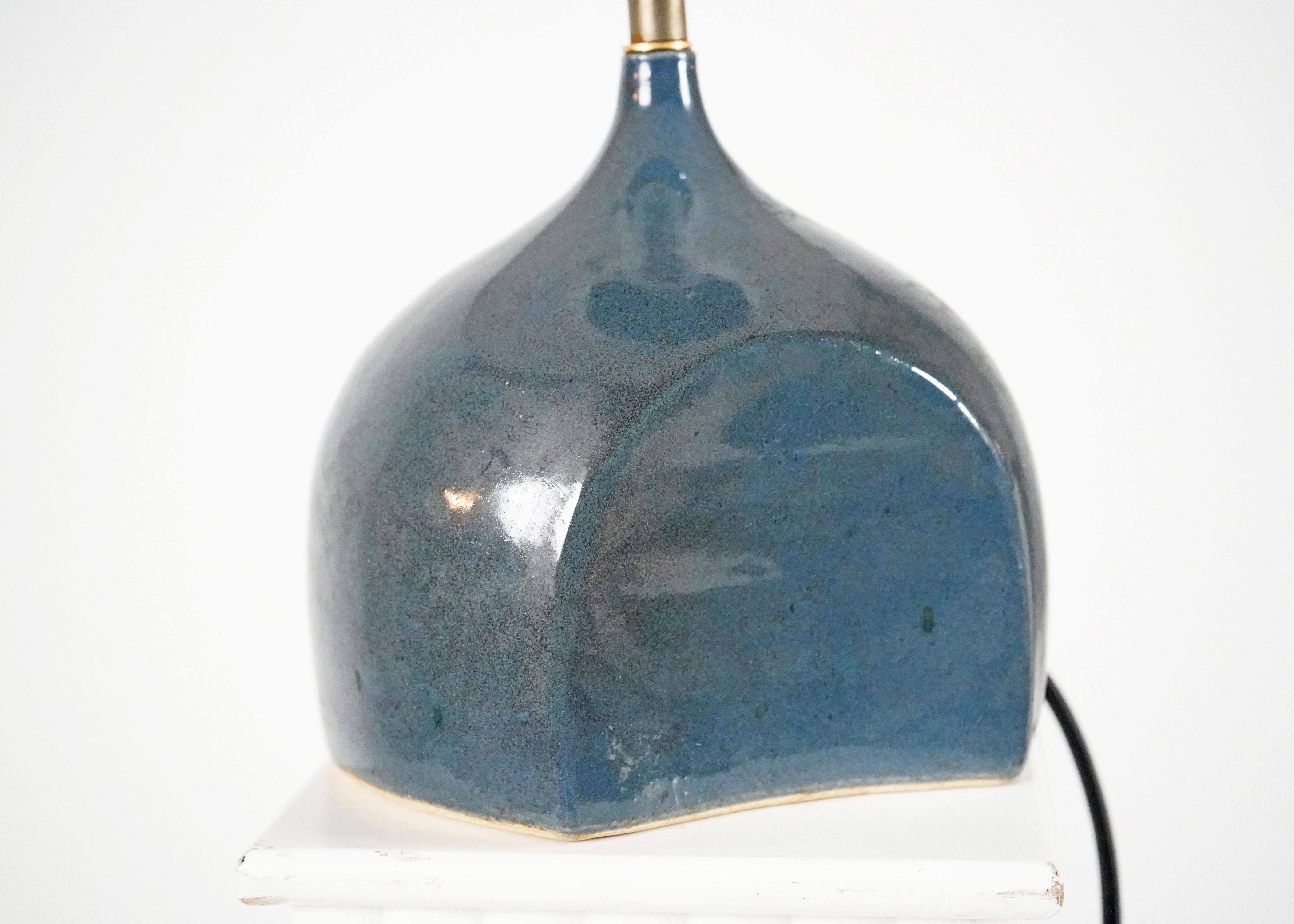 French Ceramic Blue Lamp 1