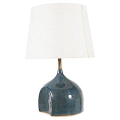 Blaue französische Keramiklampe