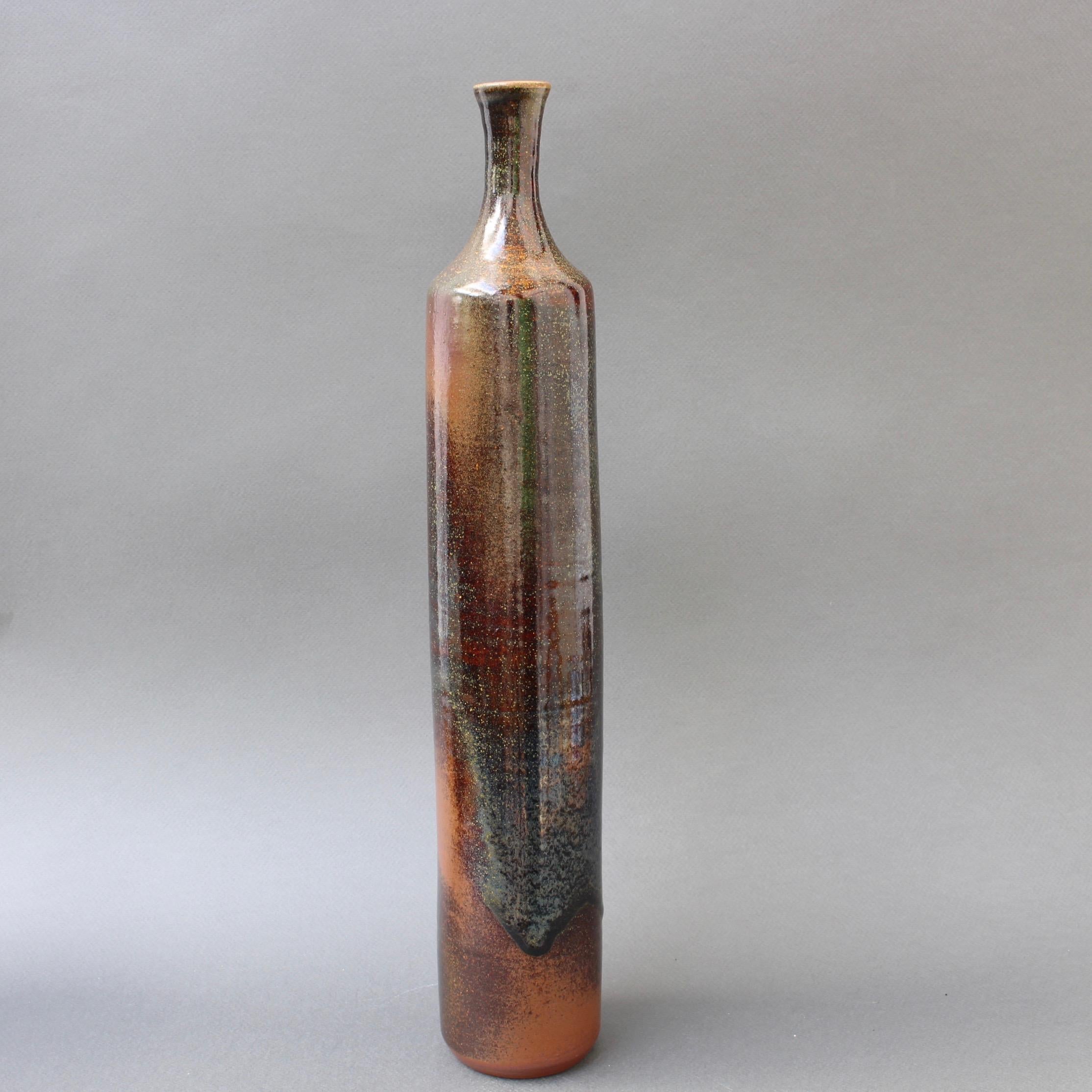 Mid-Century Modern French Ceramic Bottle-Shaped Vase, circa 1960s