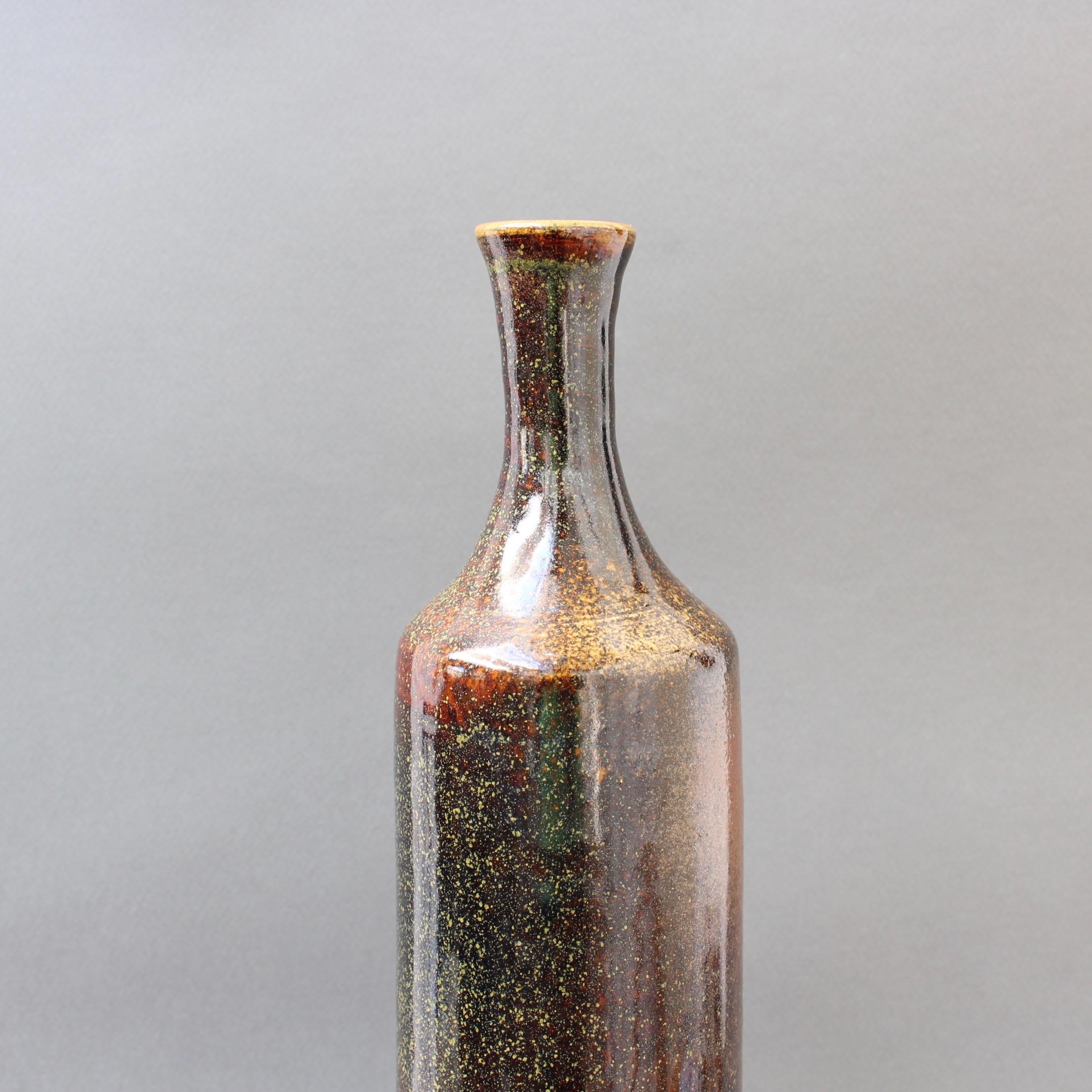 Mid-20th Century French Ceramic Bottle-Shaped Vase, circa 1960s