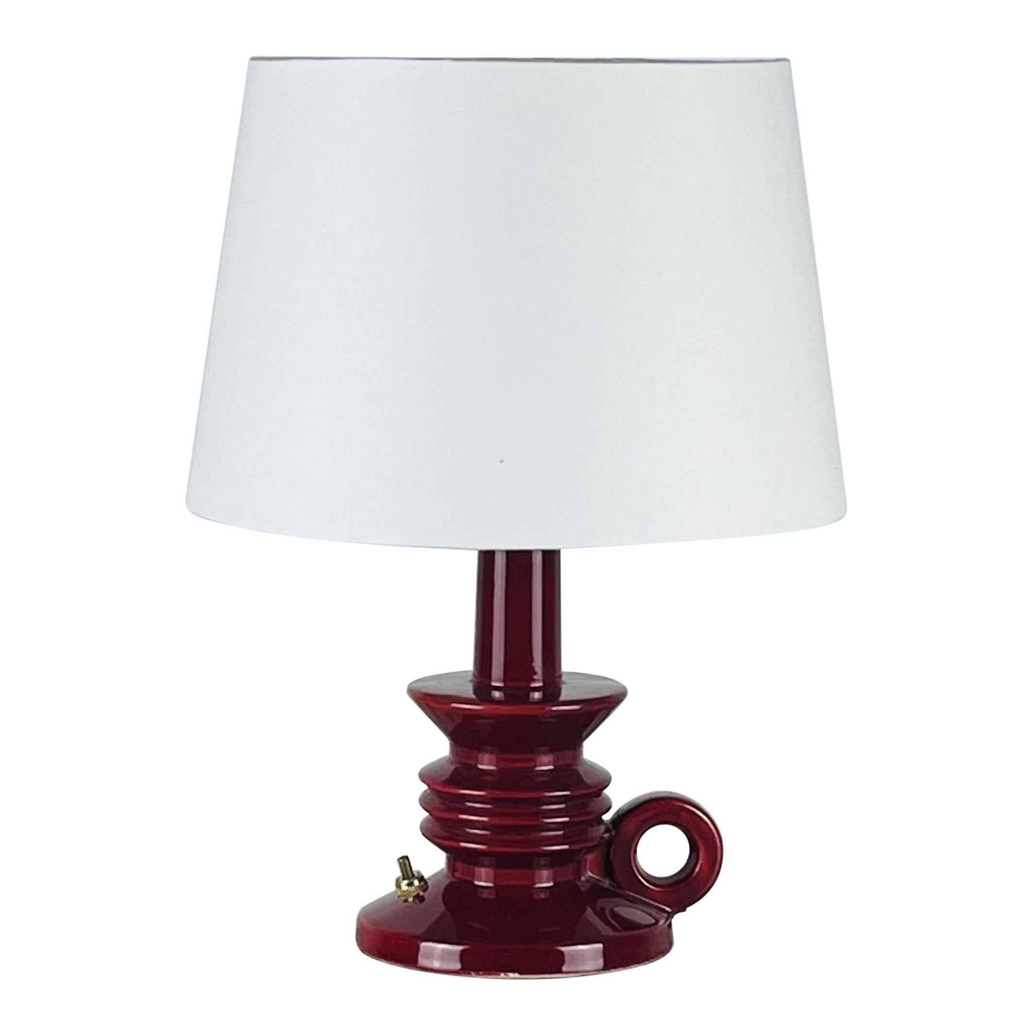 Lampe de table ou de bureau "Bougeoir" en céramique française avec abat-jour en papier parchemin