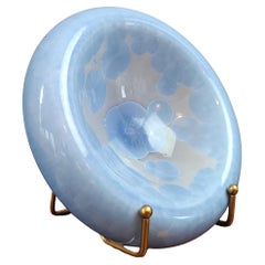 Shallow Ceramic Bowl with Blue Glaze by Marc Uzan, France, circa 2010