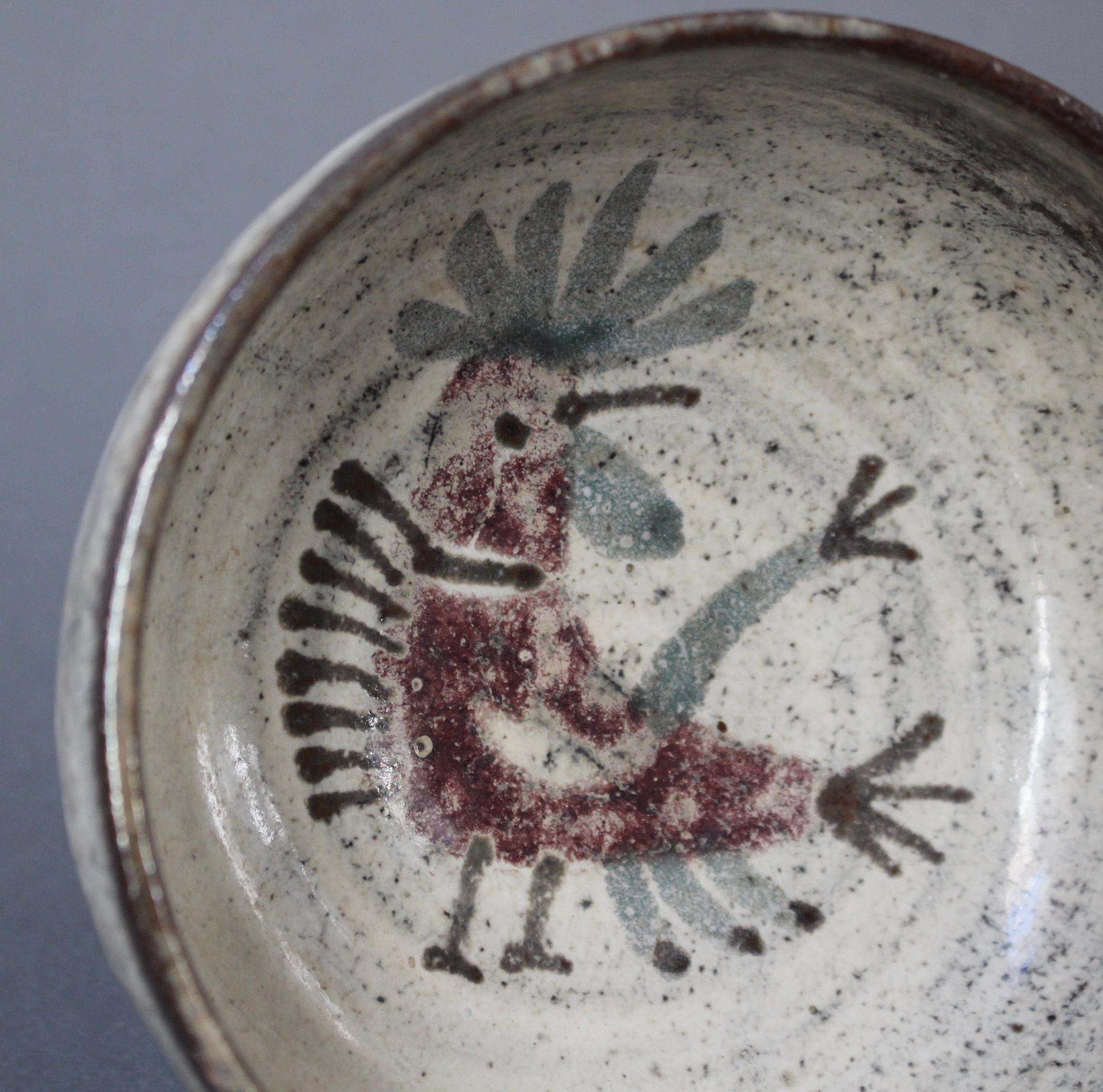 French Ceramic Bowl with Rooster Motif by Gustave Reynaud, Le Mûrier, c. 1960s 3