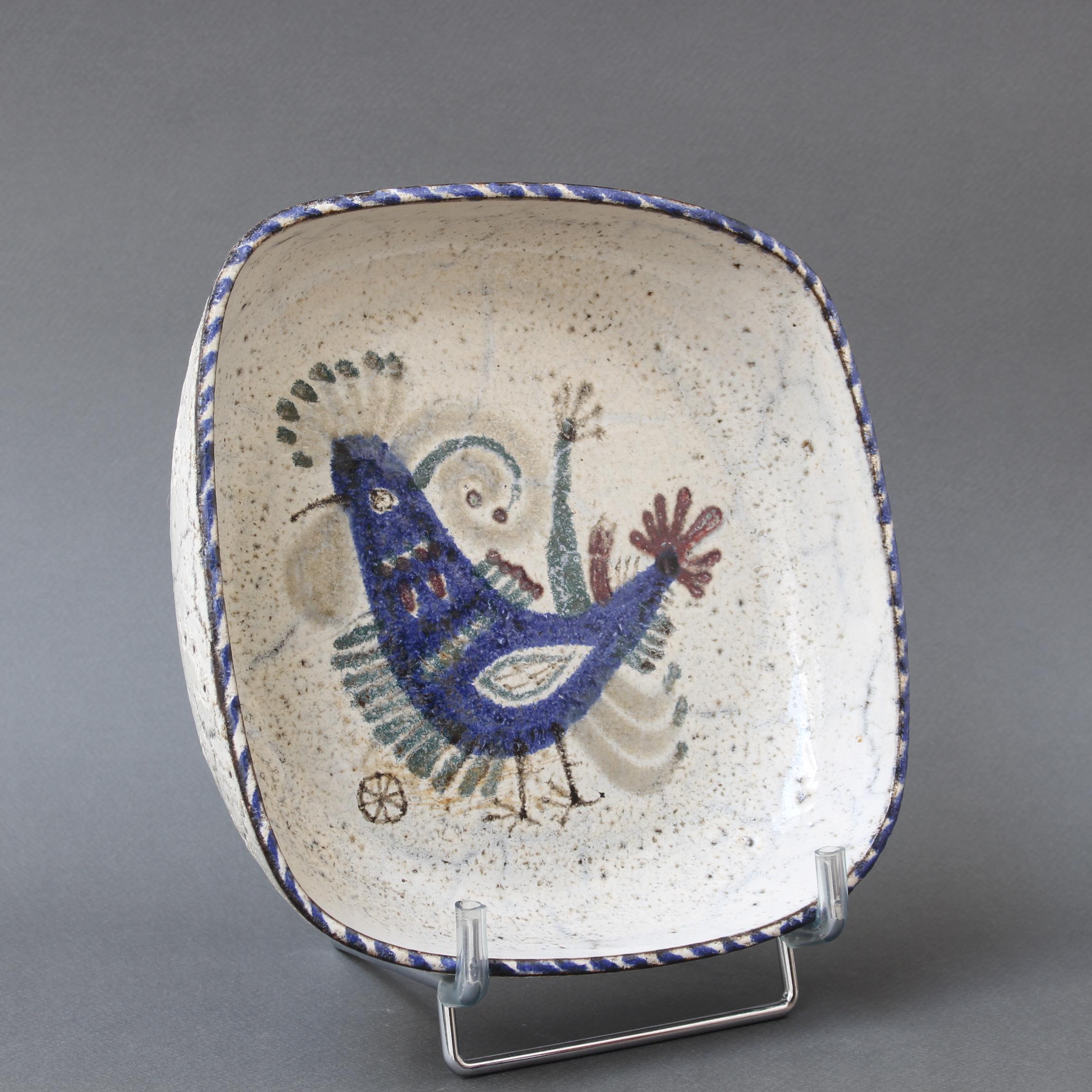 Mid-Century Modern French Ceramic Bowl with Rooster Motif by Le Mûrier 'circa 1960s'