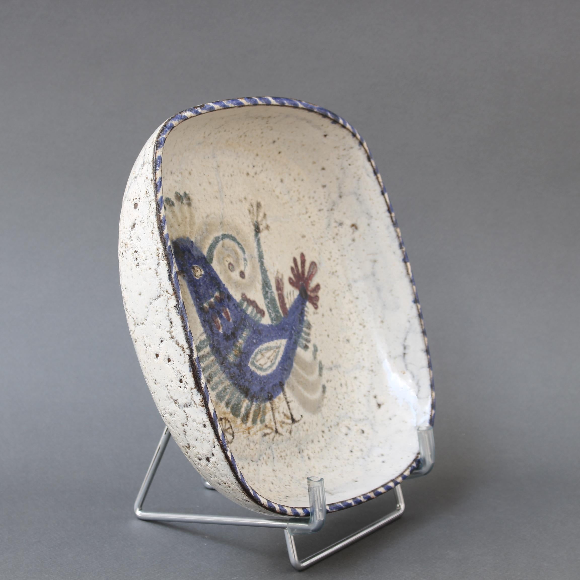Hand-Painted French Ceramic Bowl with Rooster Motif by Le Mûrier 'circa 1960s'