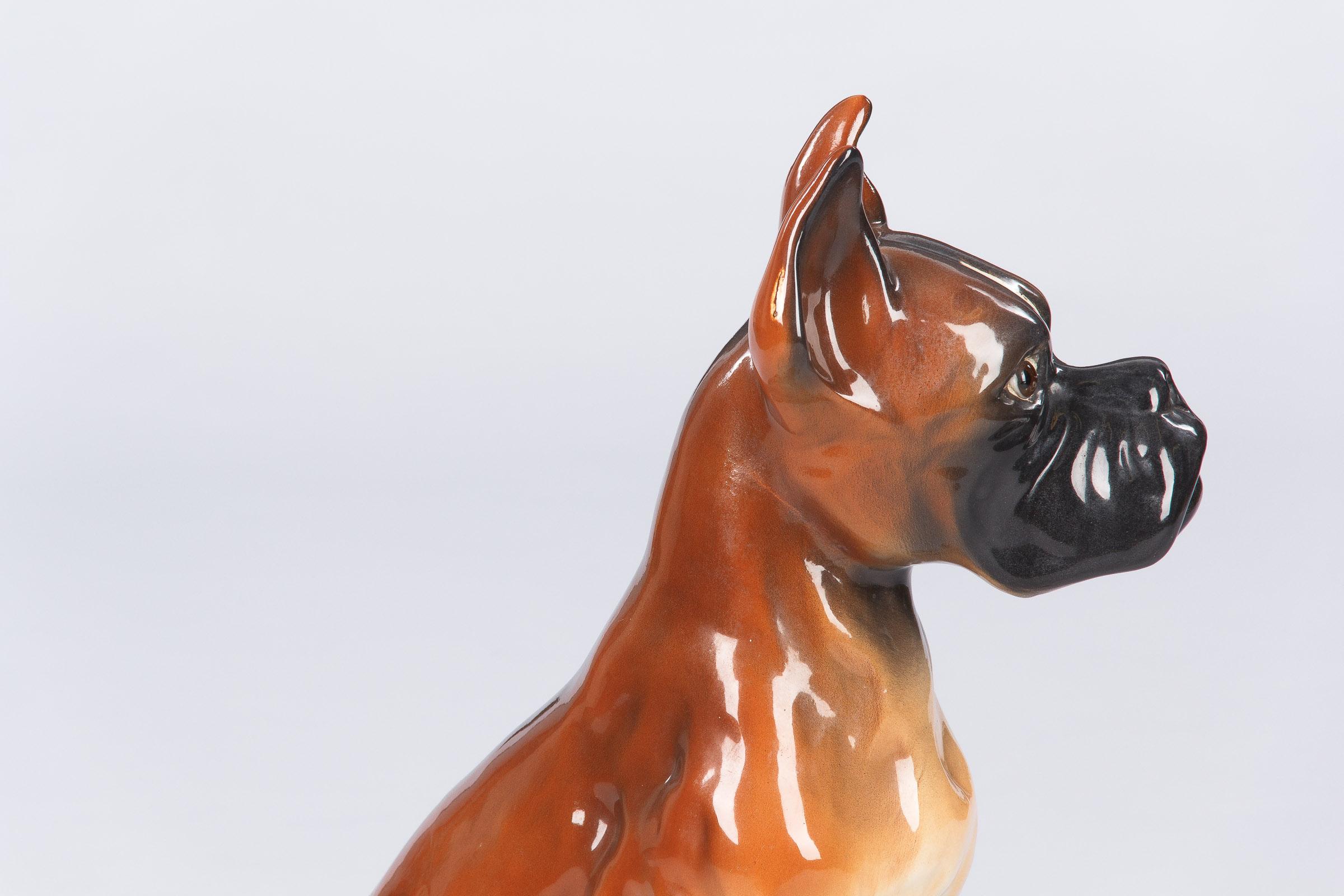 French Ceramic Boxer Dog Sculpture, 1950s 3