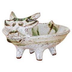 French Ceramic Bull Vide Poche by Albert Thiry