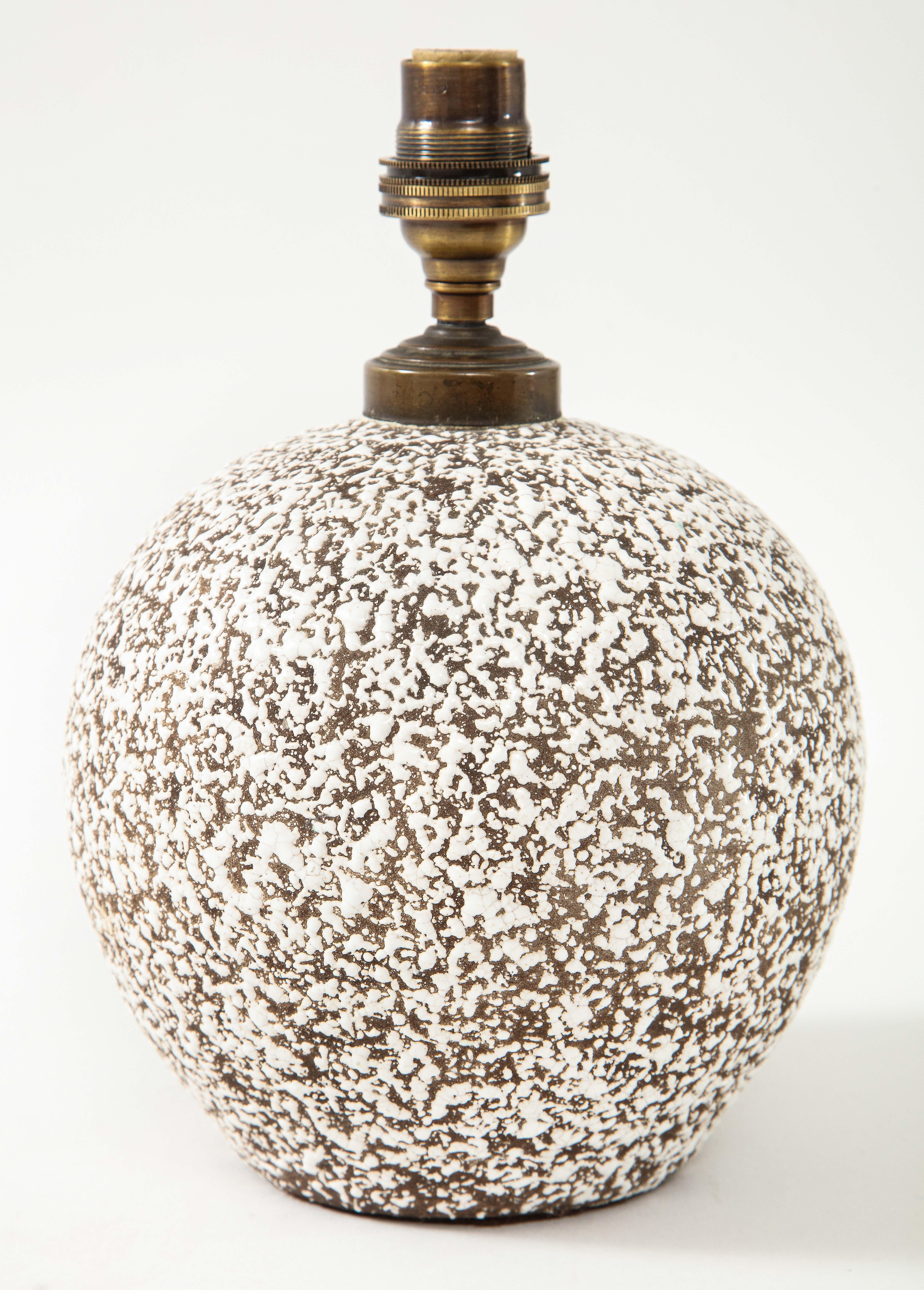 Mid-20th Century French Ceramic CAB Lamp with Custom Parchment Shade, c. 1930-40