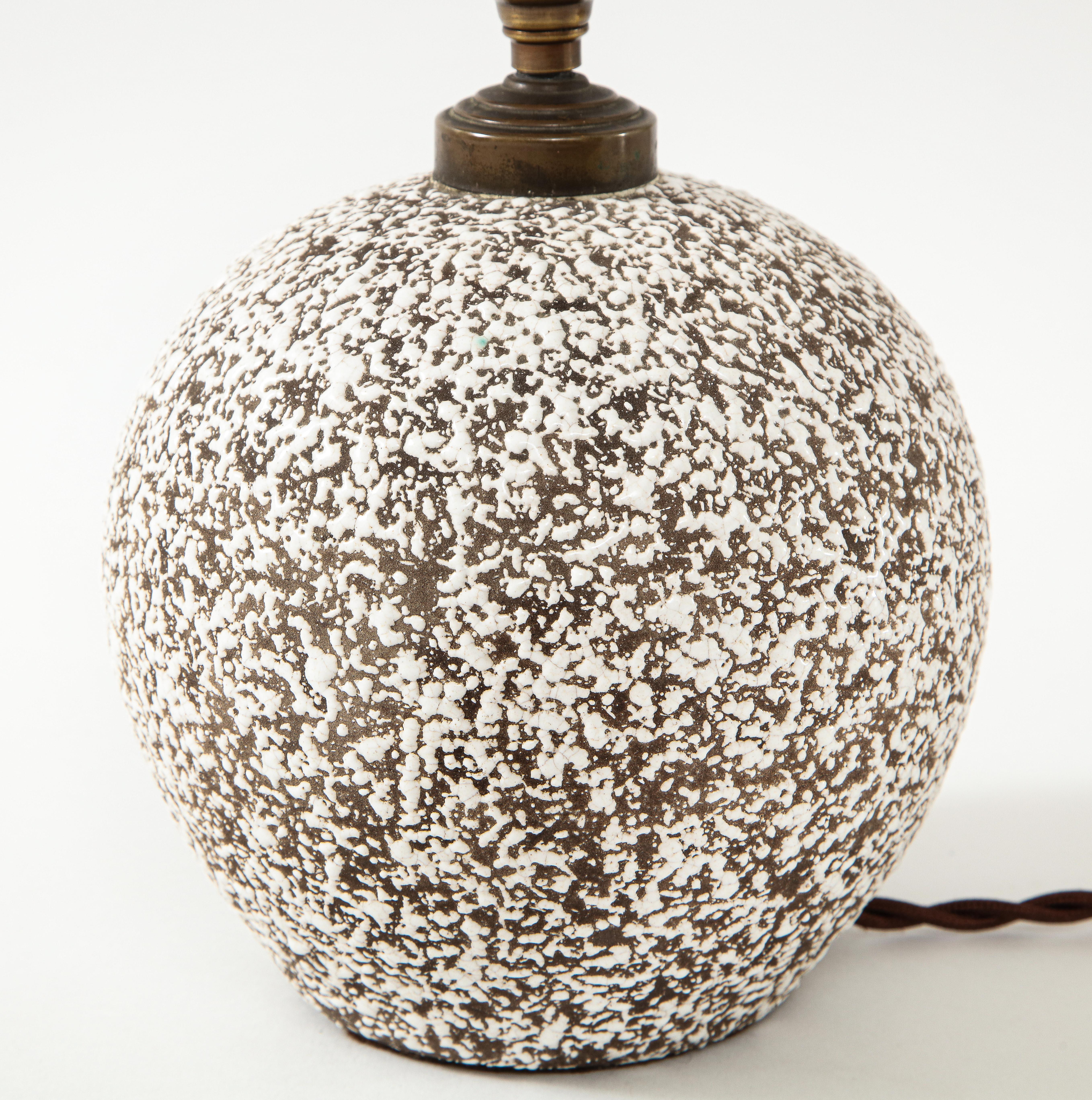 French Ceramic CAB Lamp with Custom Parchment Shade, c. 1930-40 3