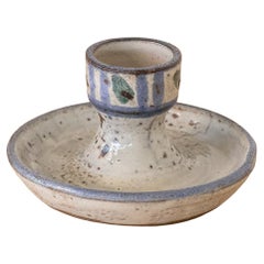 French Ceramic Candlestick Holder by Gustave Reynaud
