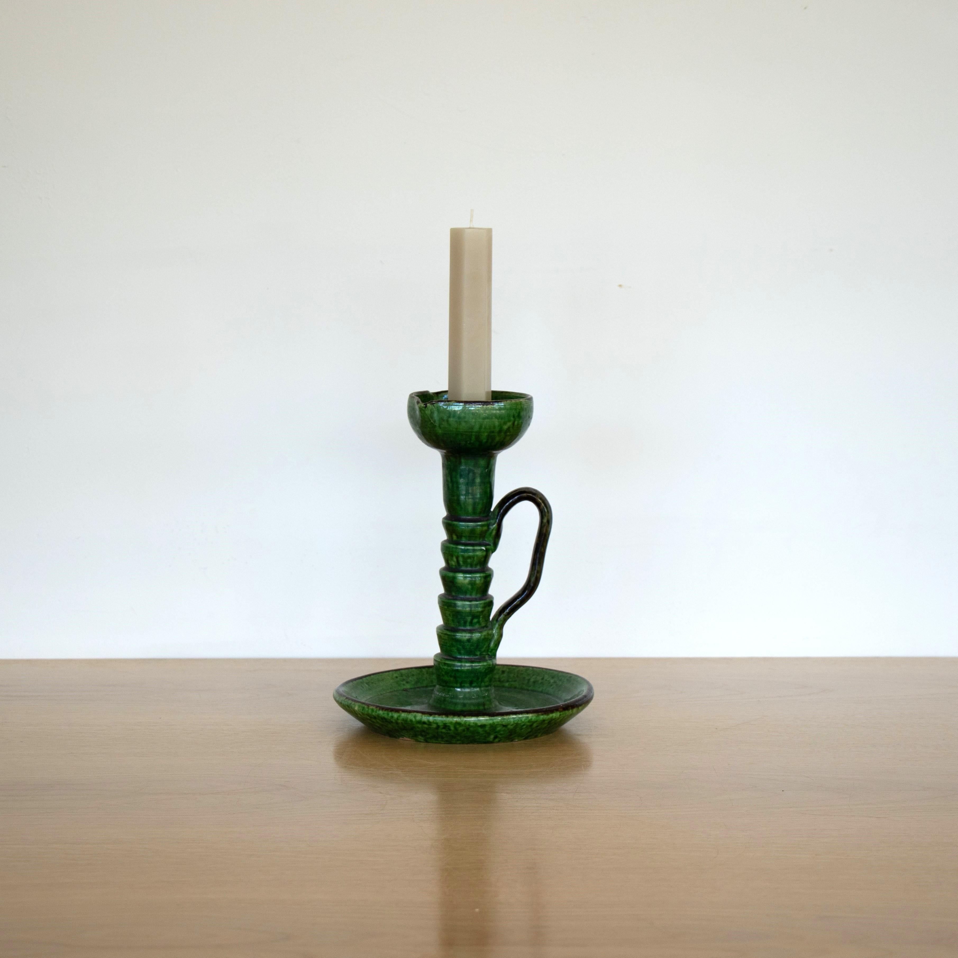 French Ceramic Candlestick Holder In Good Condition For Sale In Los Angeles, CA