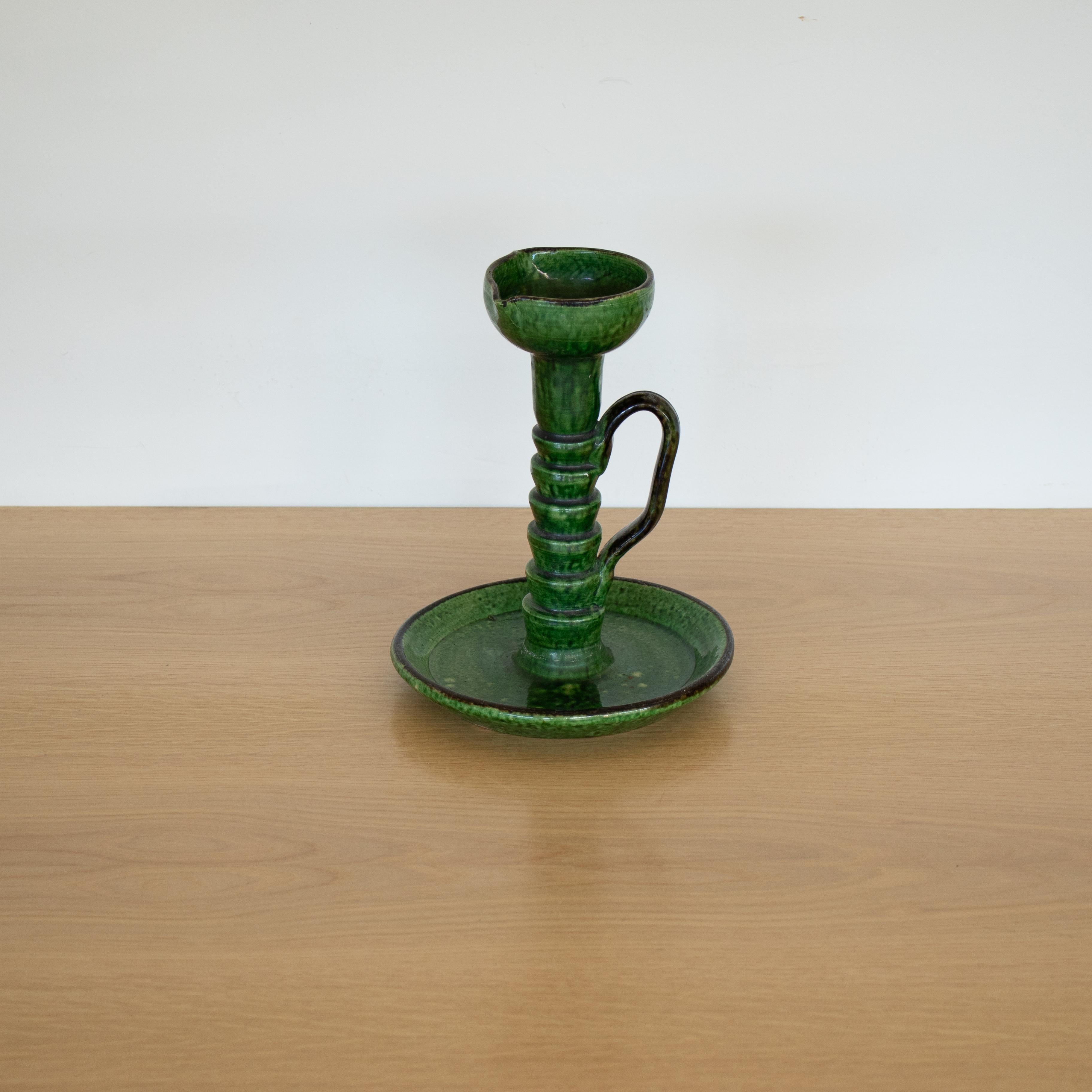 20th Century French Ceramic Candlestick Holder For Sale