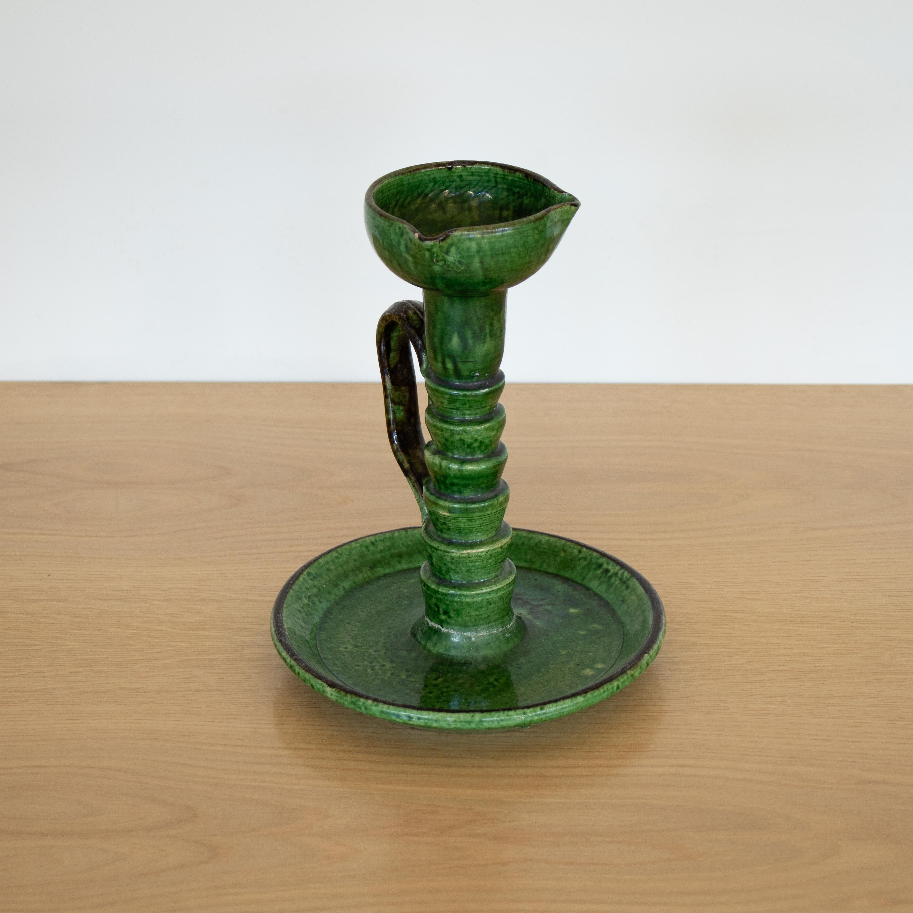 French Ceramic Candlestick Holder For Sale 1