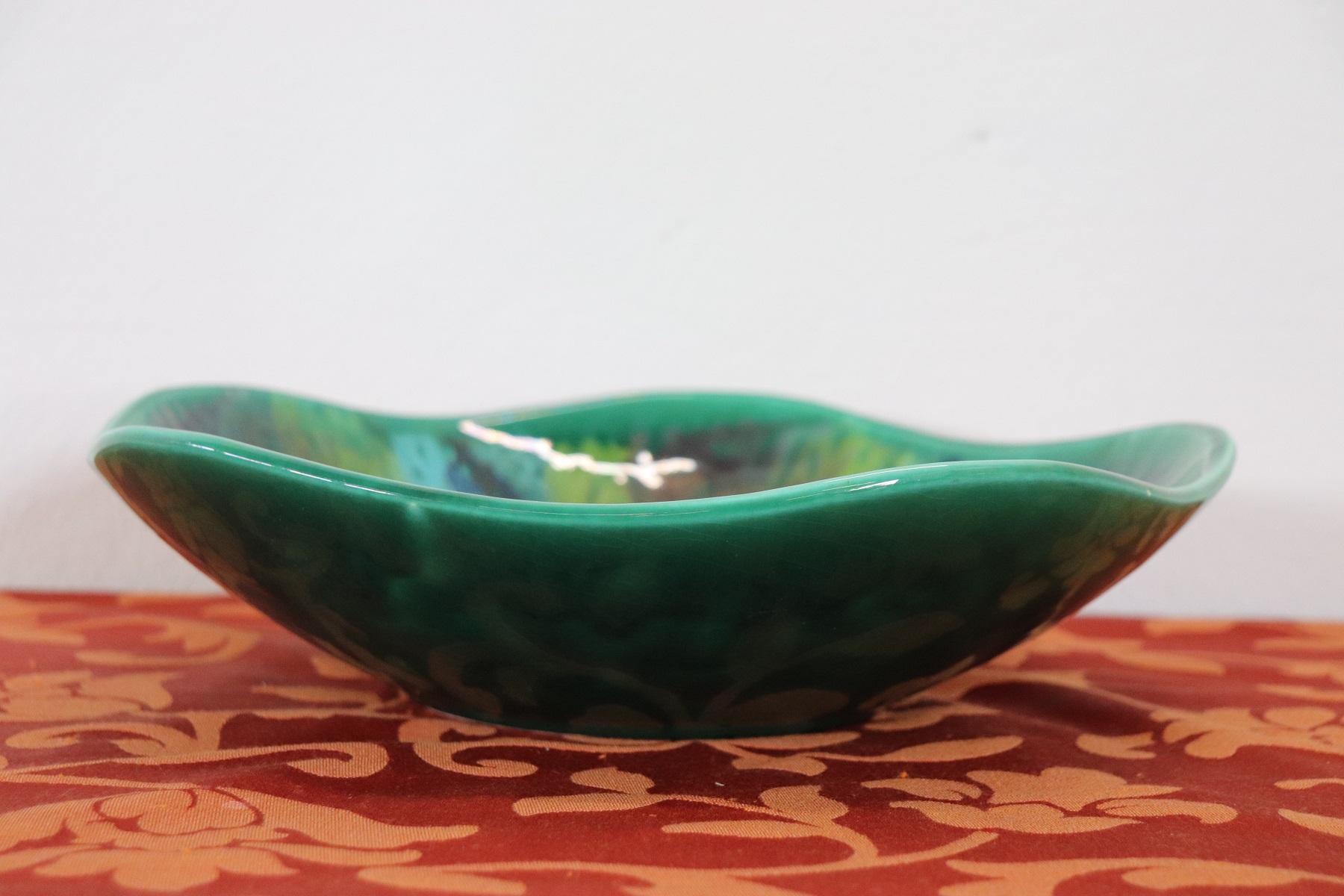 French Ceramic Centerpiece in Green Color by Sarreguemines, 1960s In Excellent Condition For Sale In Casale Monferrato, IT