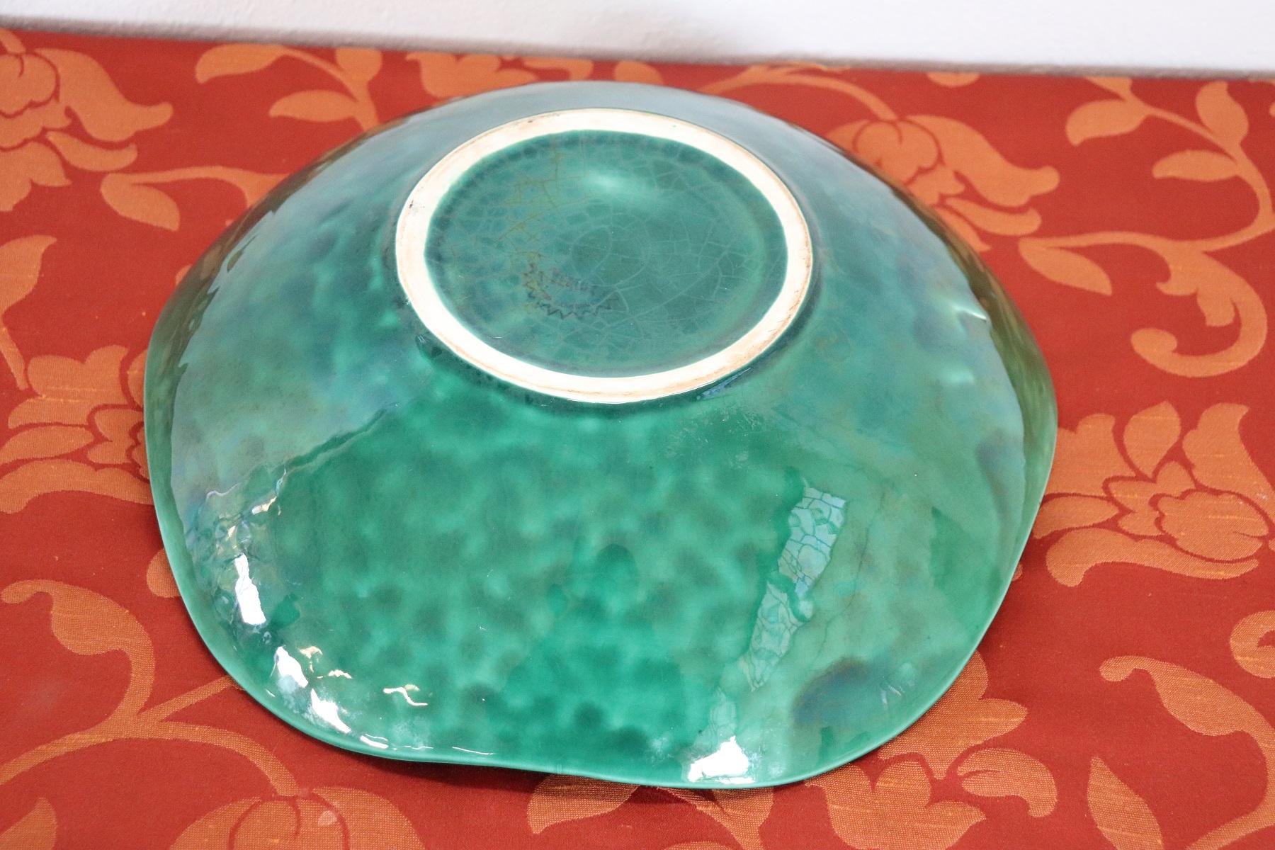French Ceramic Centerpiece in Green Color by Sarreguemines, 1960s For Sale 1