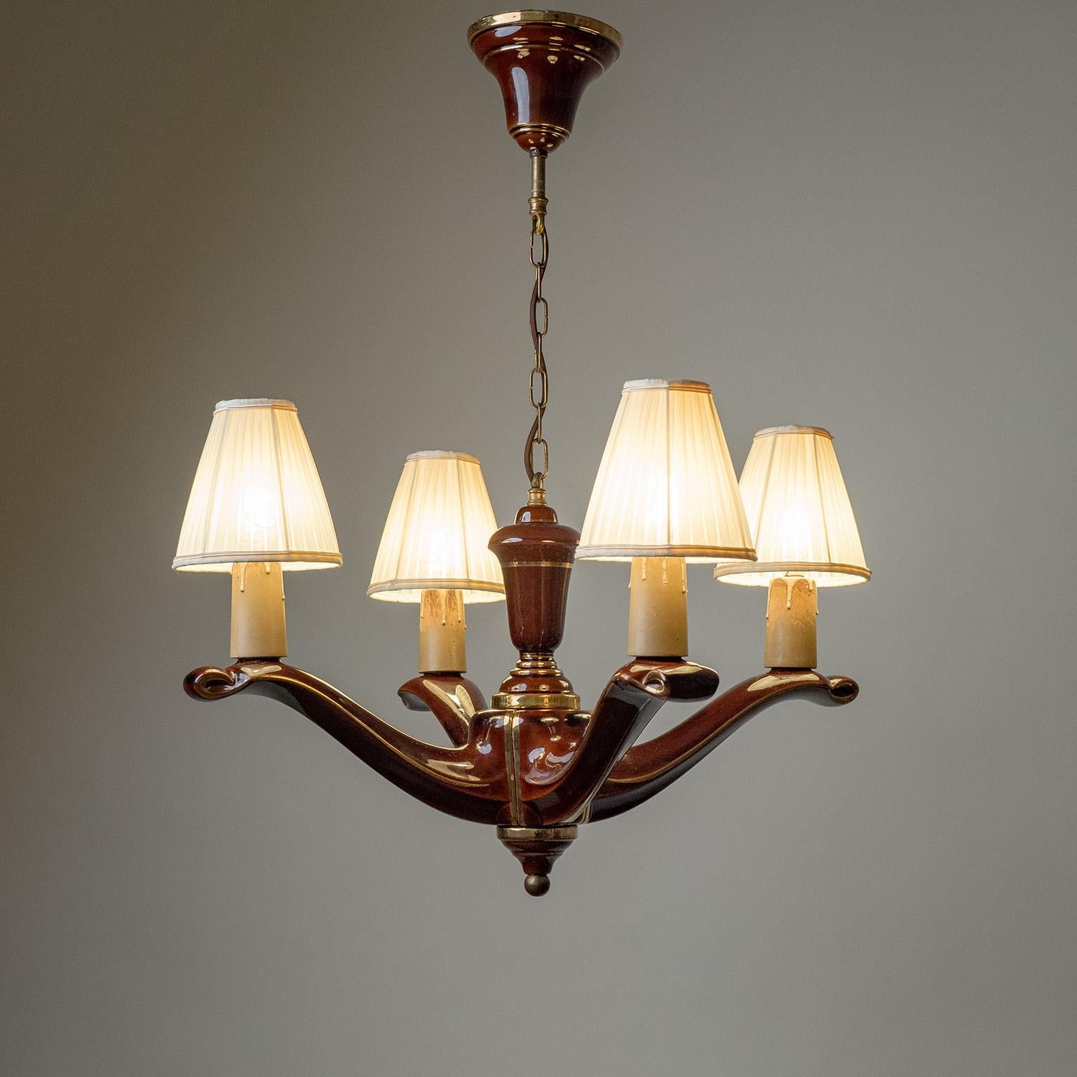 French, Ceramic Chandelier, 1950s For Sale 2