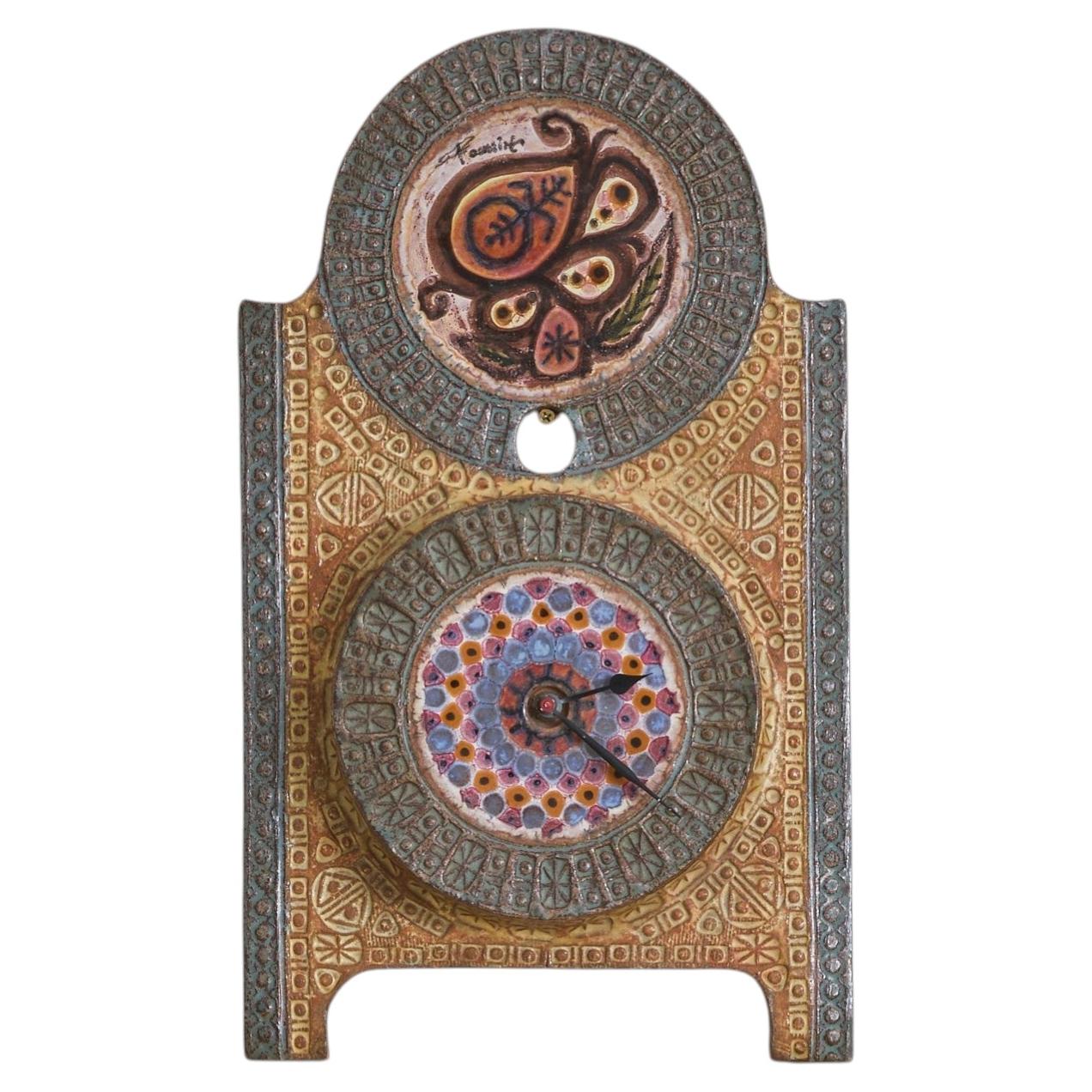 French Ceramic Clock No. 01 by Jacques Poussine, 1970s