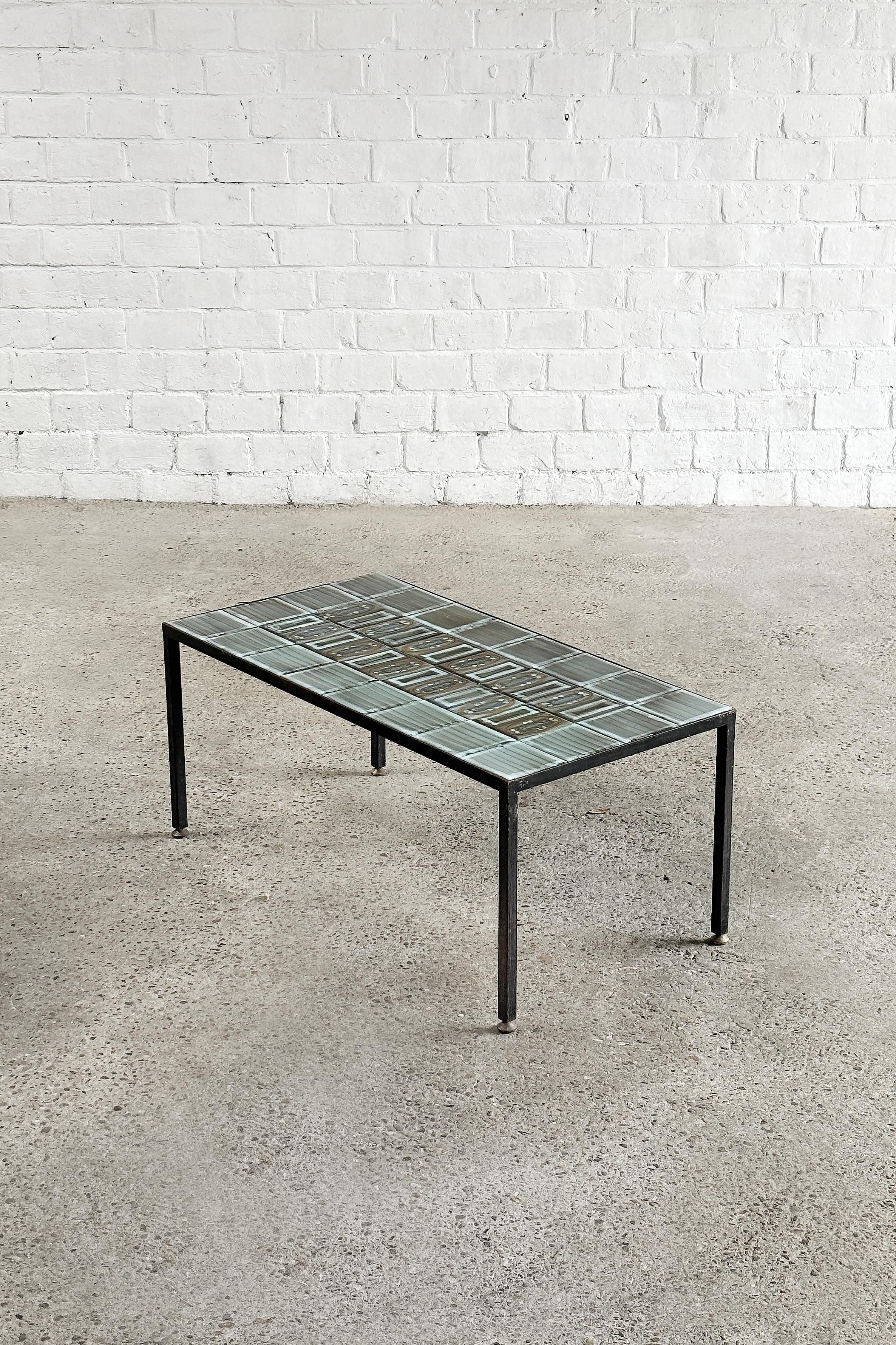 Mid-Century Modern French Ceramic Coffee Table By Jean de Lespinasse, 1960's For Sale