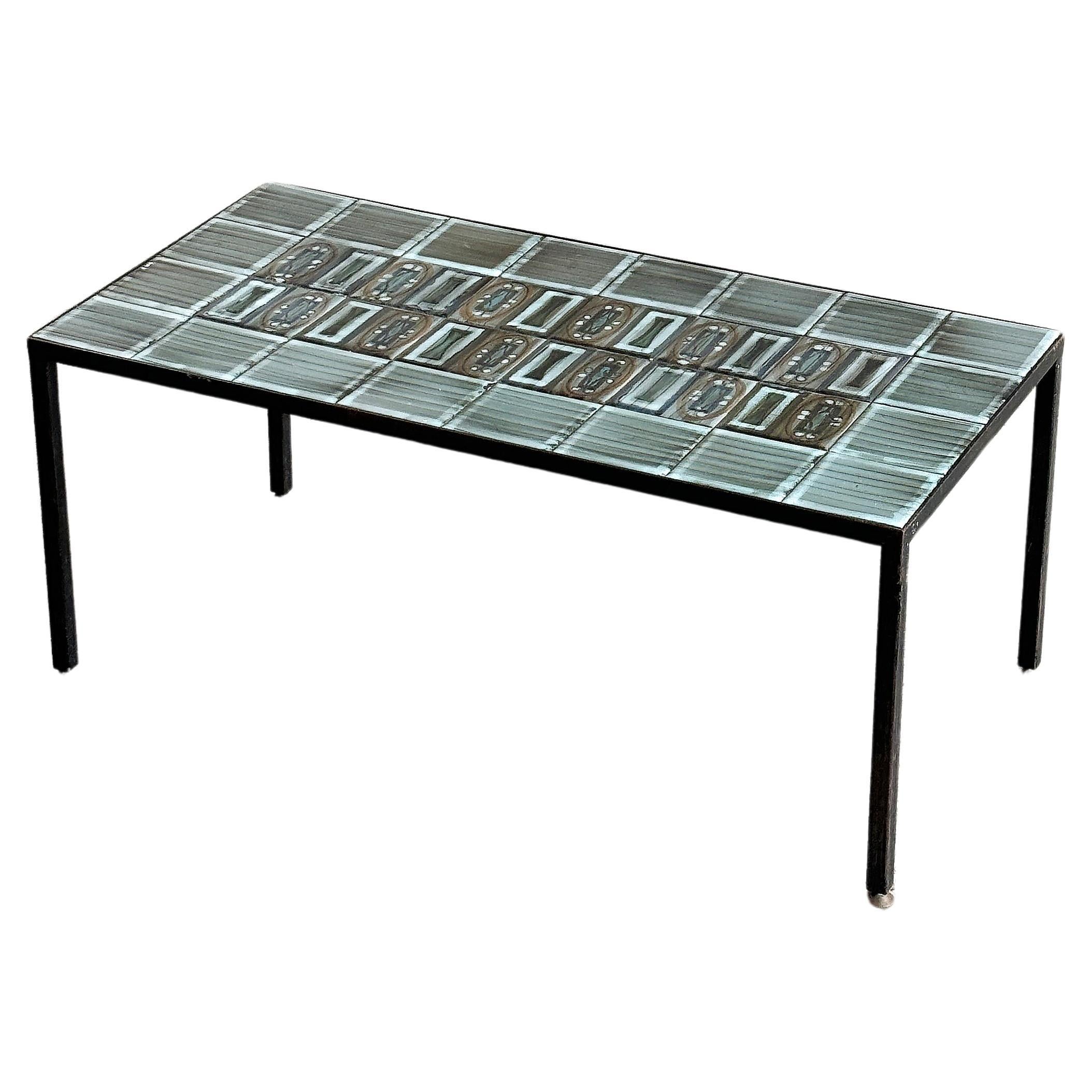 French Ceramic Coffee Table By Jean de Lespinasse, 1960's For Sale