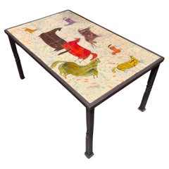 Vintage French ceramic coffee table circa 1960