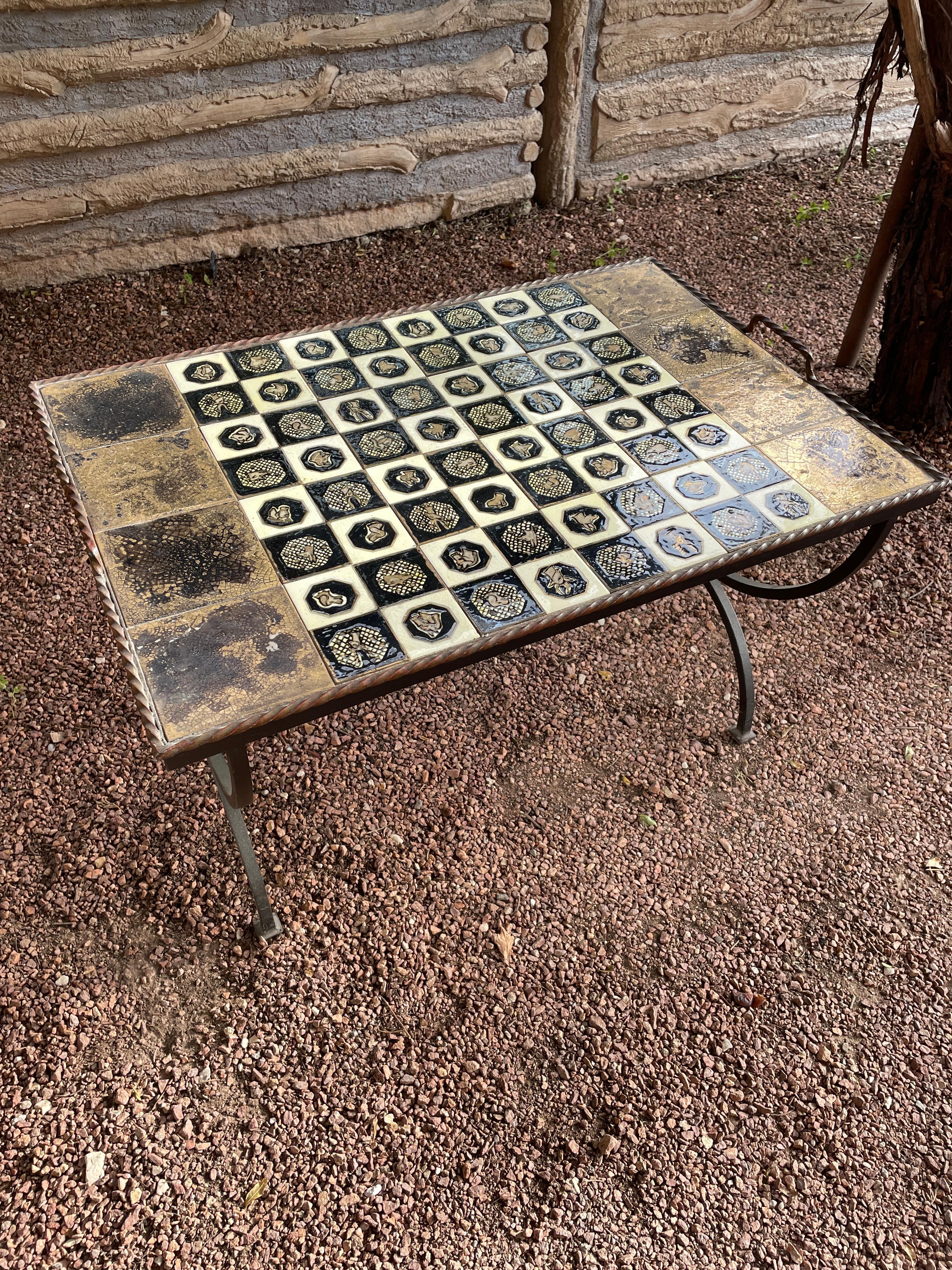 Mid-Century Modern French Ceramic Coffee Table, Vallauris, 1950s For Sale