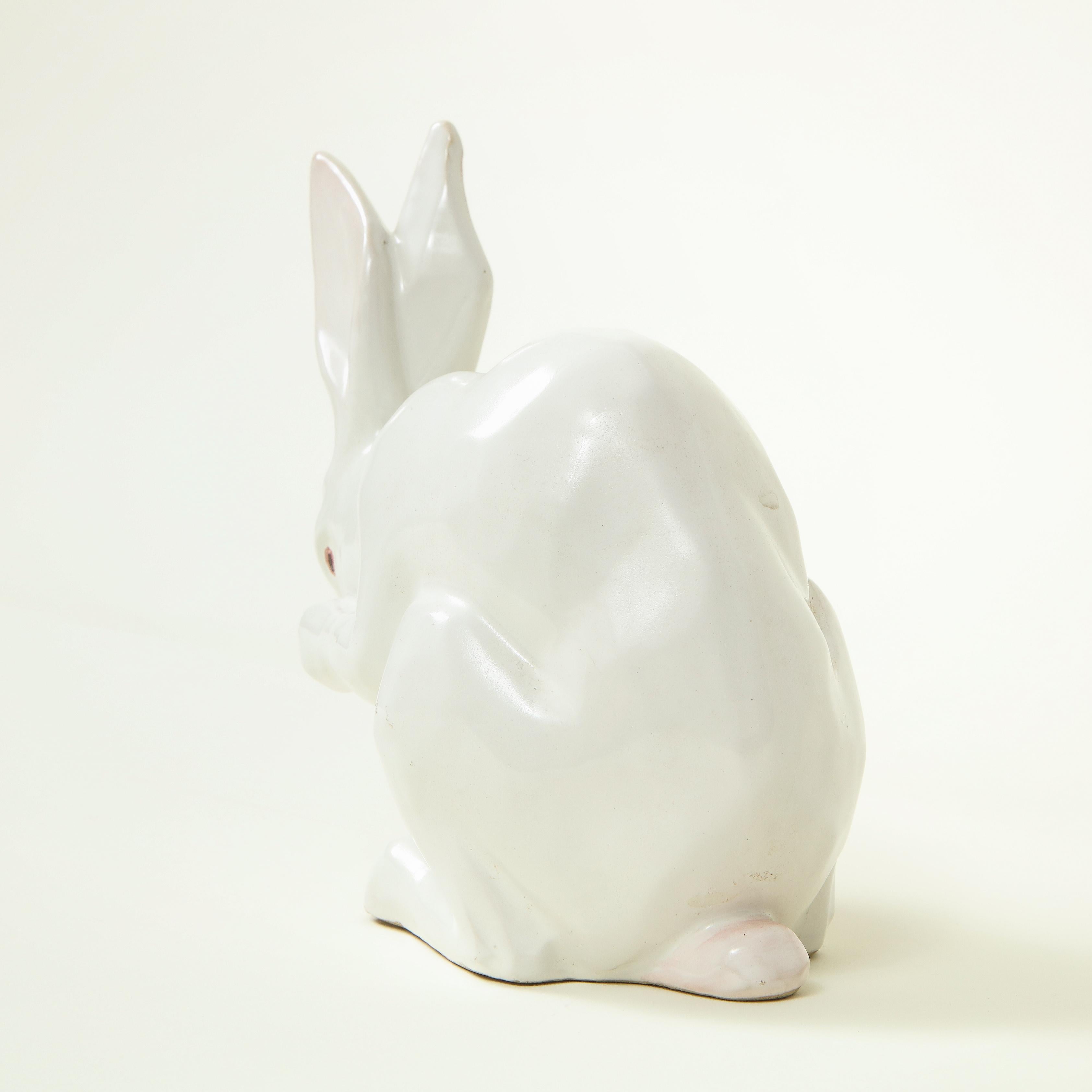 French Ceramic Crouching Rabbit 2
